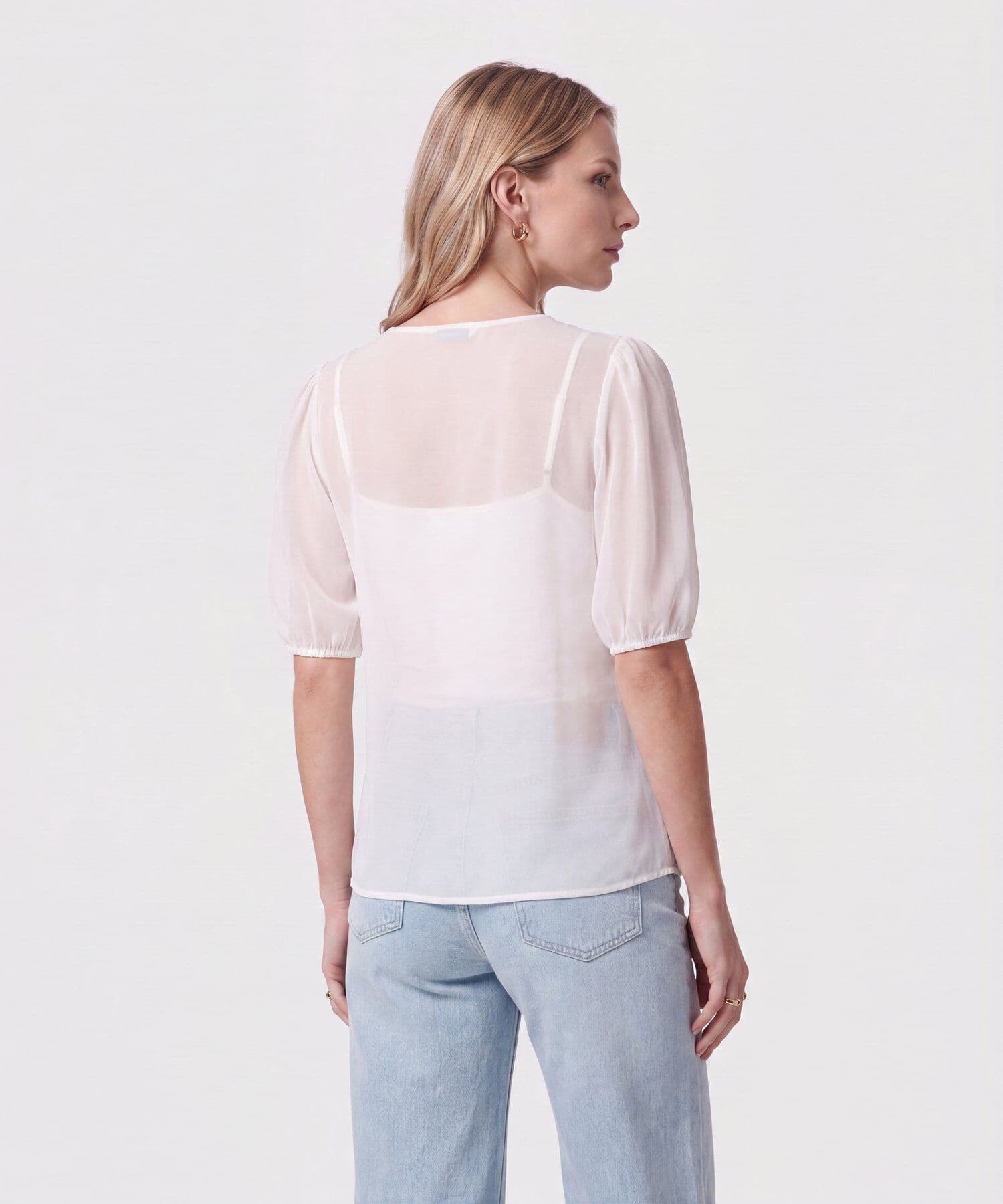 Blusa Flora Contemporáneo blanco para mujer, vista 4