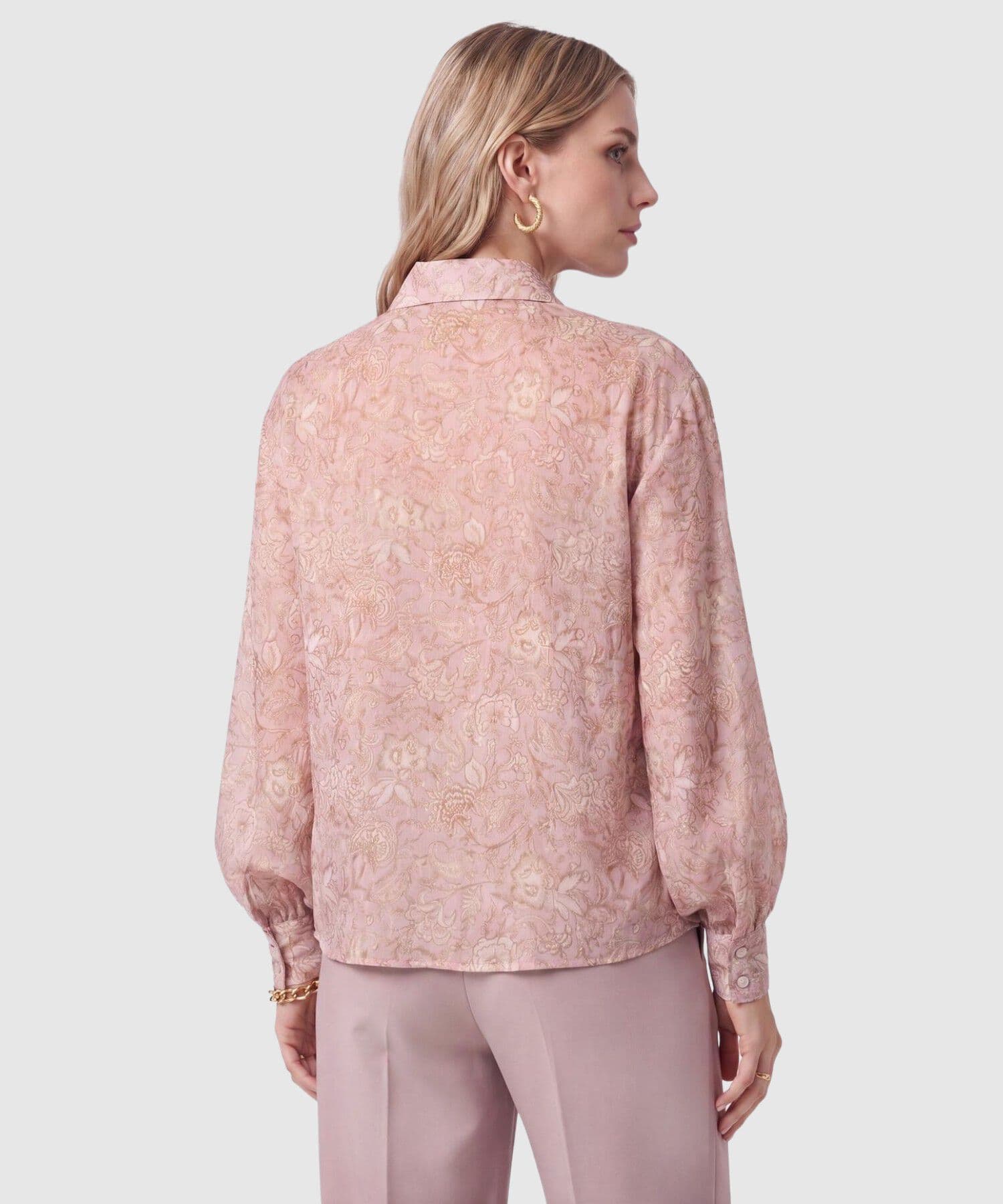Camisa Flora Minimalista rosa empolvado para mujer, vista 4