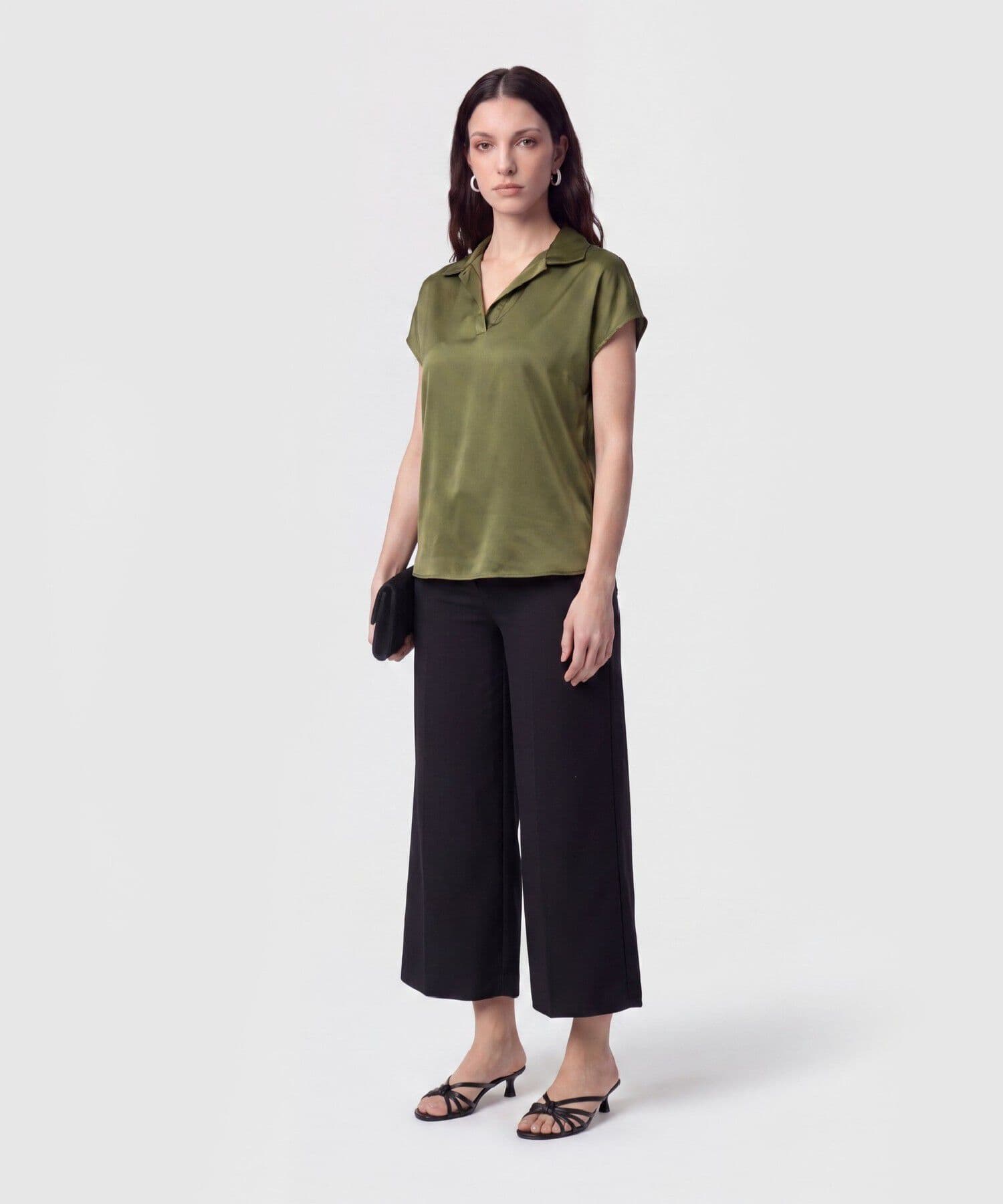 Blusa Palma de Noche verde oliva para mujer, vista 2