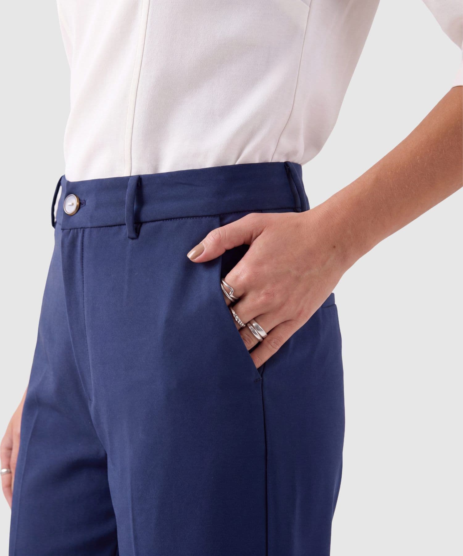 Pantalón Serena Edición Lino azul marino para mujer, vista 3