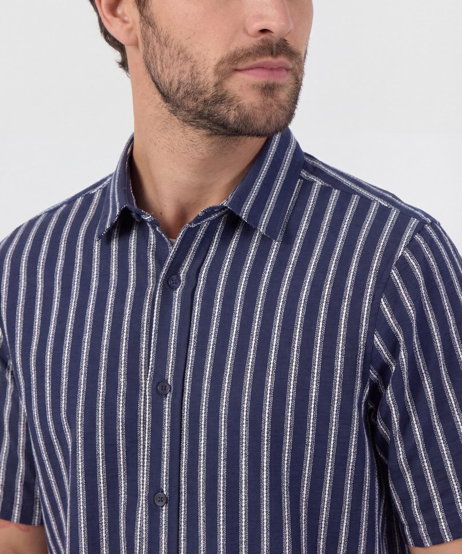 Camisa Violeta Suave azul marino para hombre, vista 3