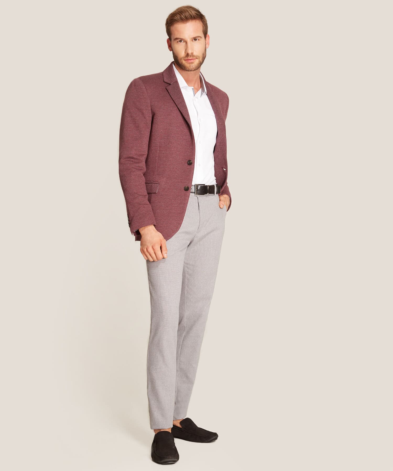 Chaqueta Andina Minimalista café para hombre, vista principal