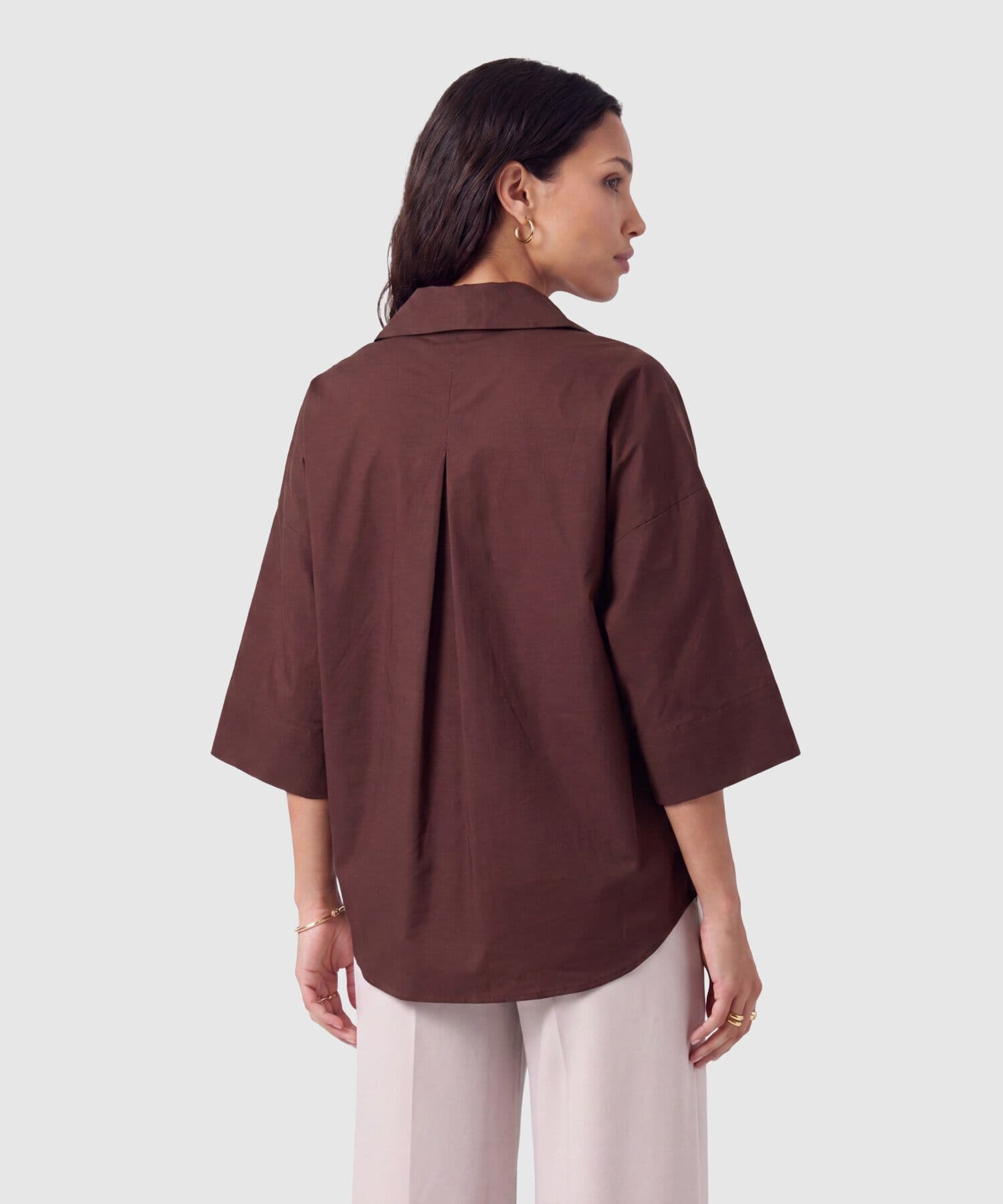Camisa Dorada Relajado café para mujer, vista 4
