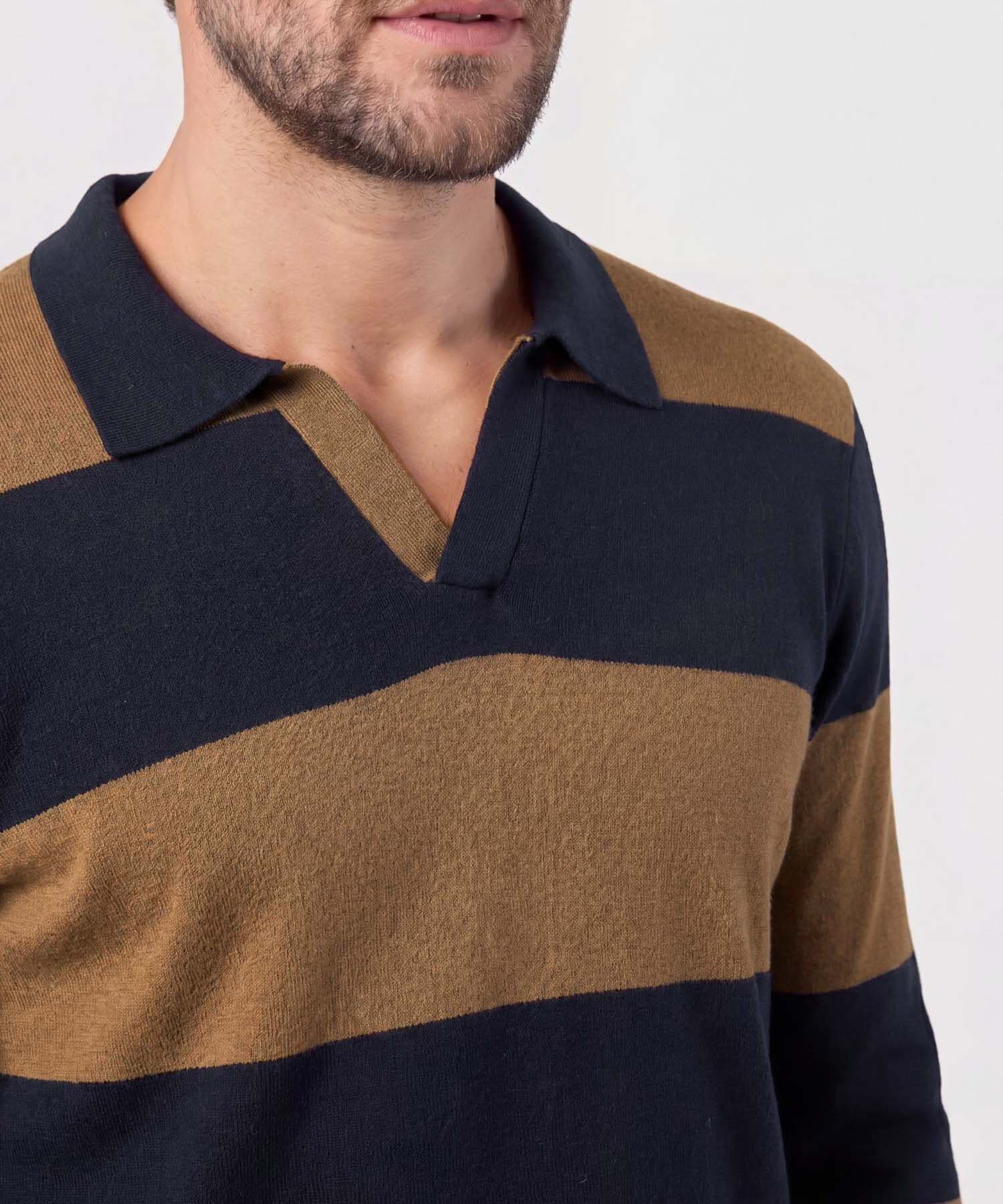 Polo Julieta Edición Lino azul marino para hombre, vista 5