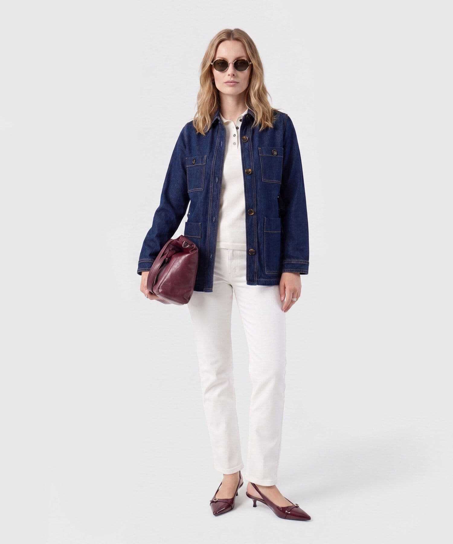 Polo Oliva Edición Lino blanco para mujer, vista 2