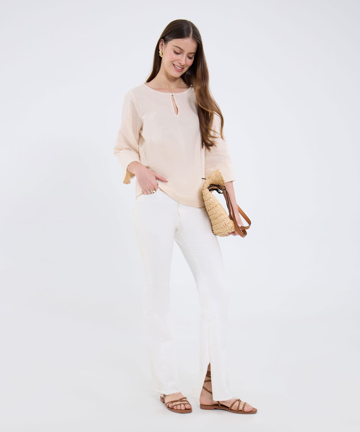 Blusa Elisa de Noche arena para mujer, vista 2
