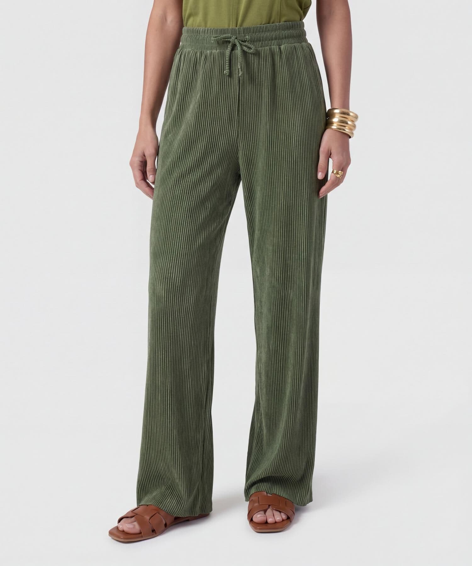 Pantalón Calima Minimalista verde oliva para mujer, vista principal