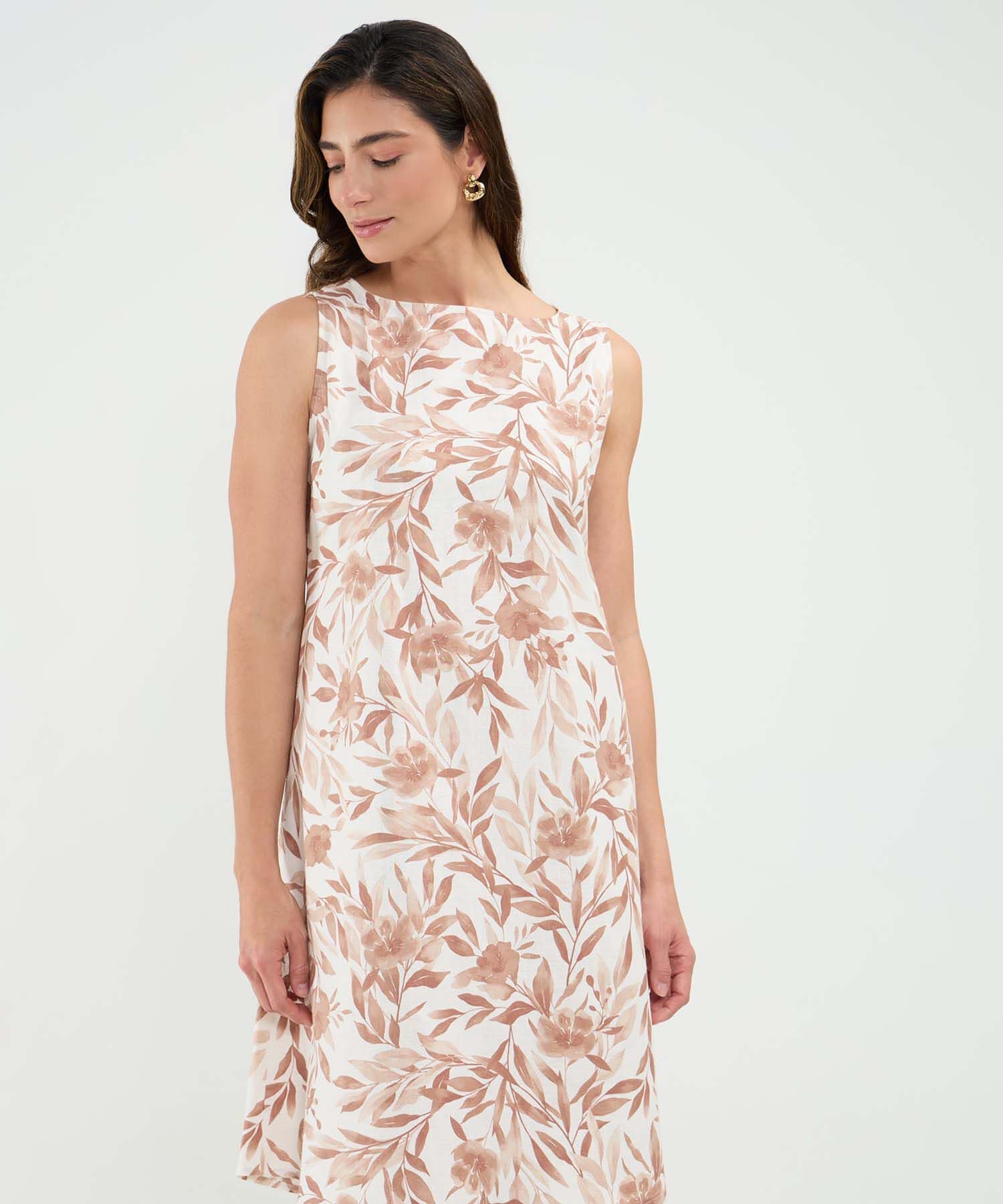 Vestido Carmín Clásico café para mujer, vista 2