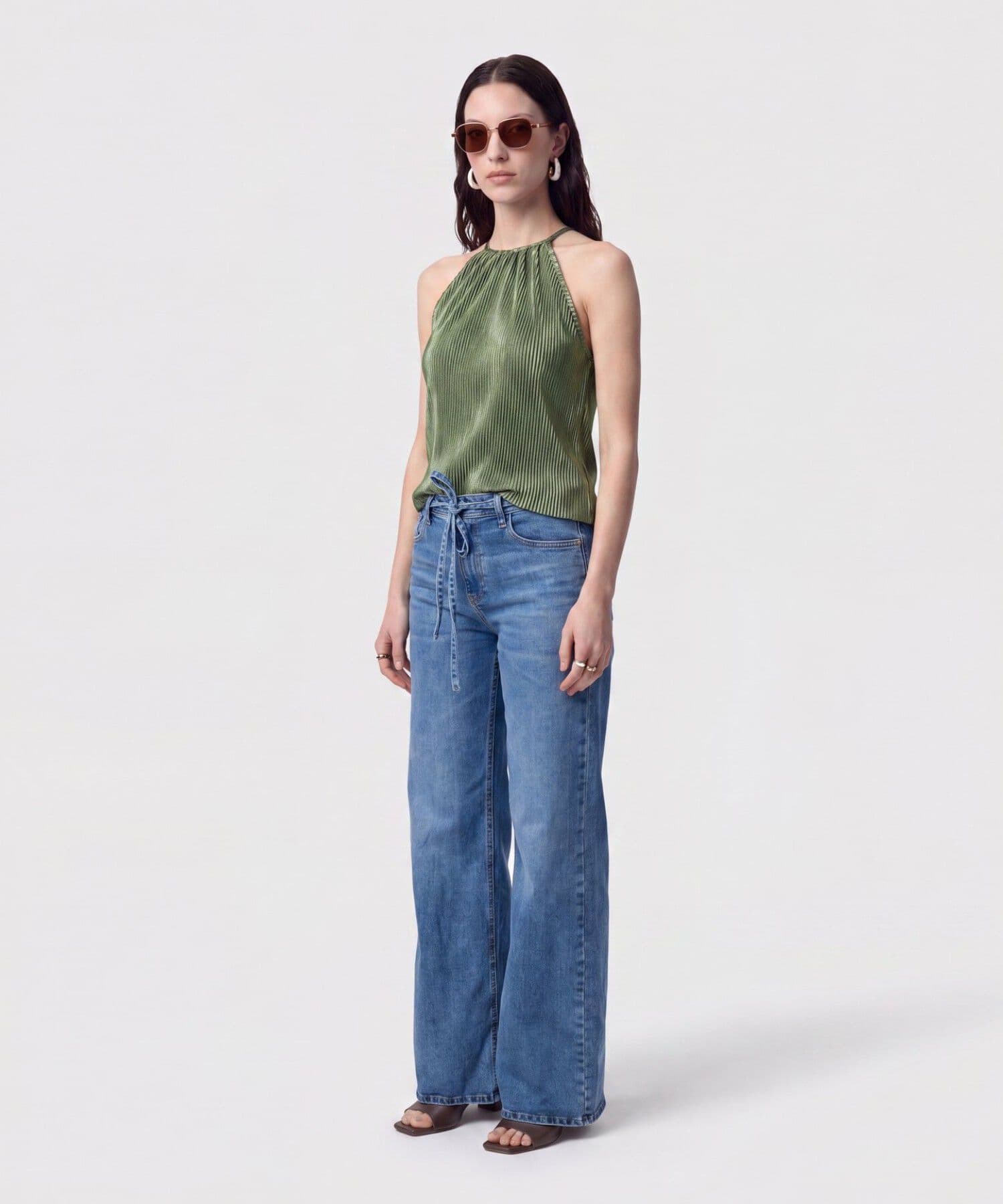 Blusa Sierra Esencial verde oliva para mujer, vista 2