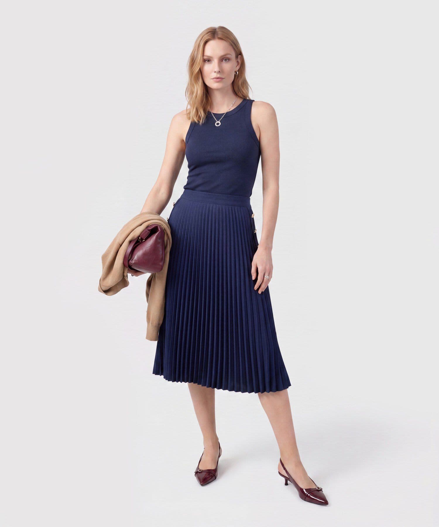 Falda Marea Texturizado azul marino para mujer, vista 2