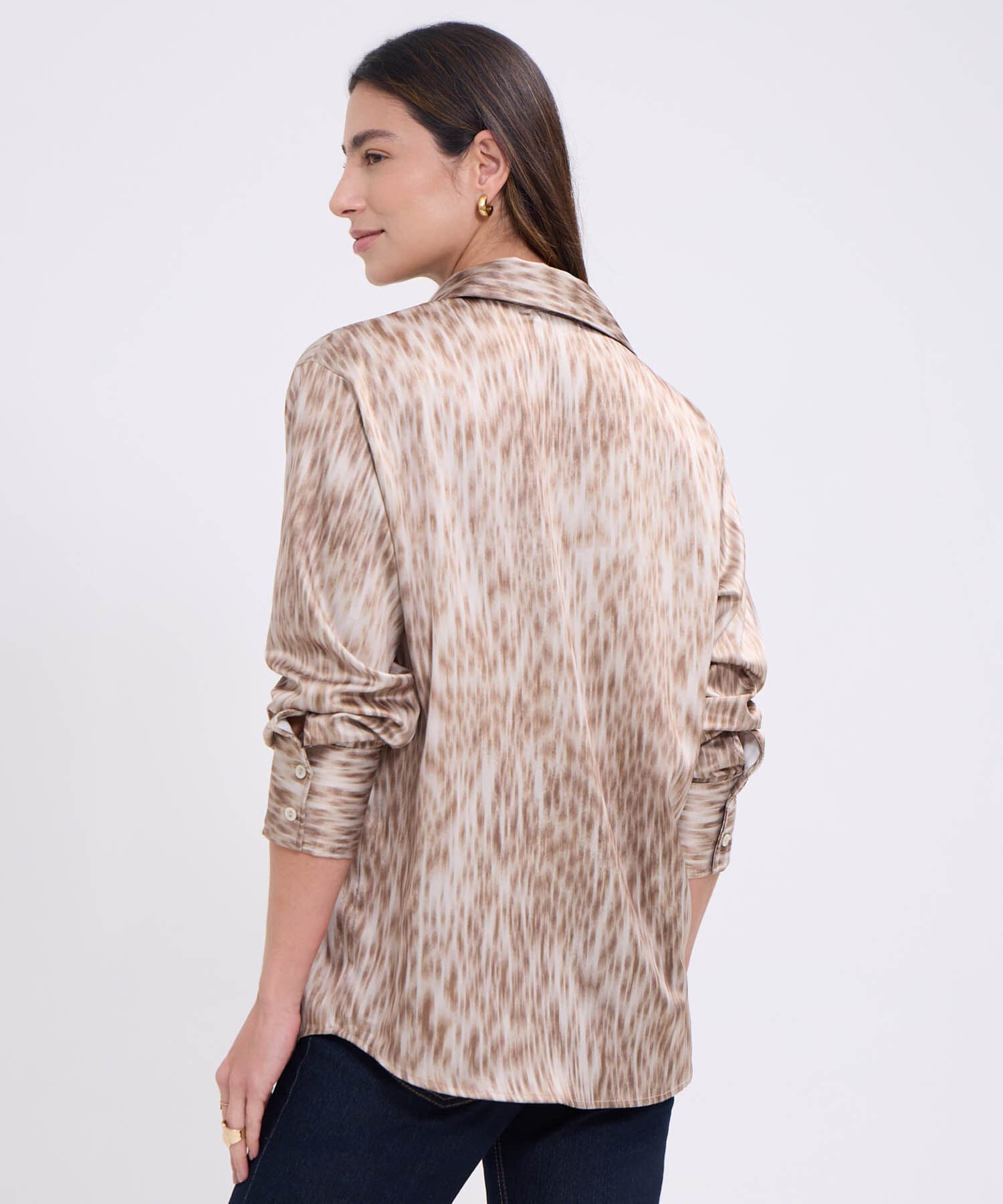 Camisa Renata Relajado café para mujer, vista 4