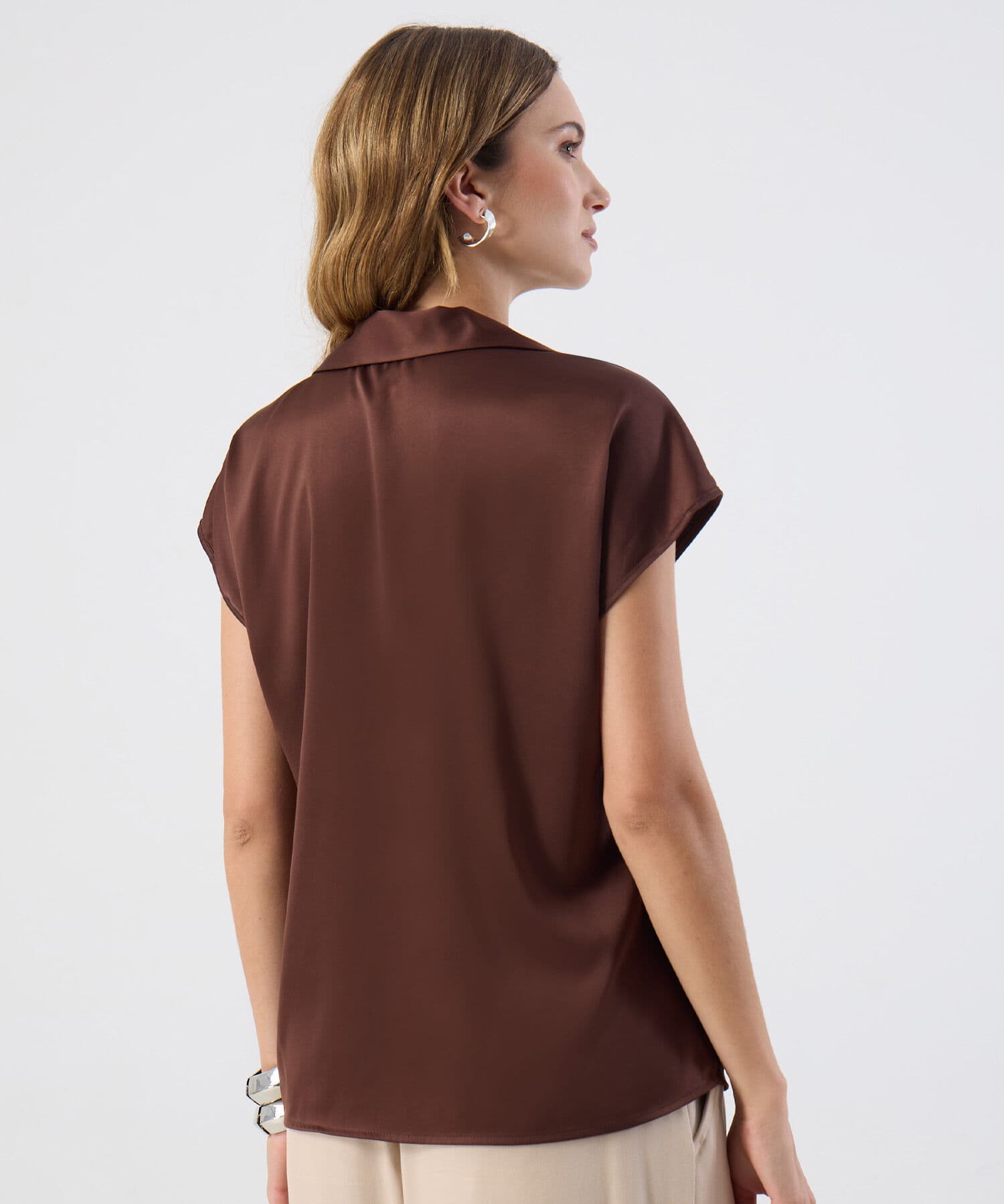 Blusa Valentina Suave café para mujer, vista 4