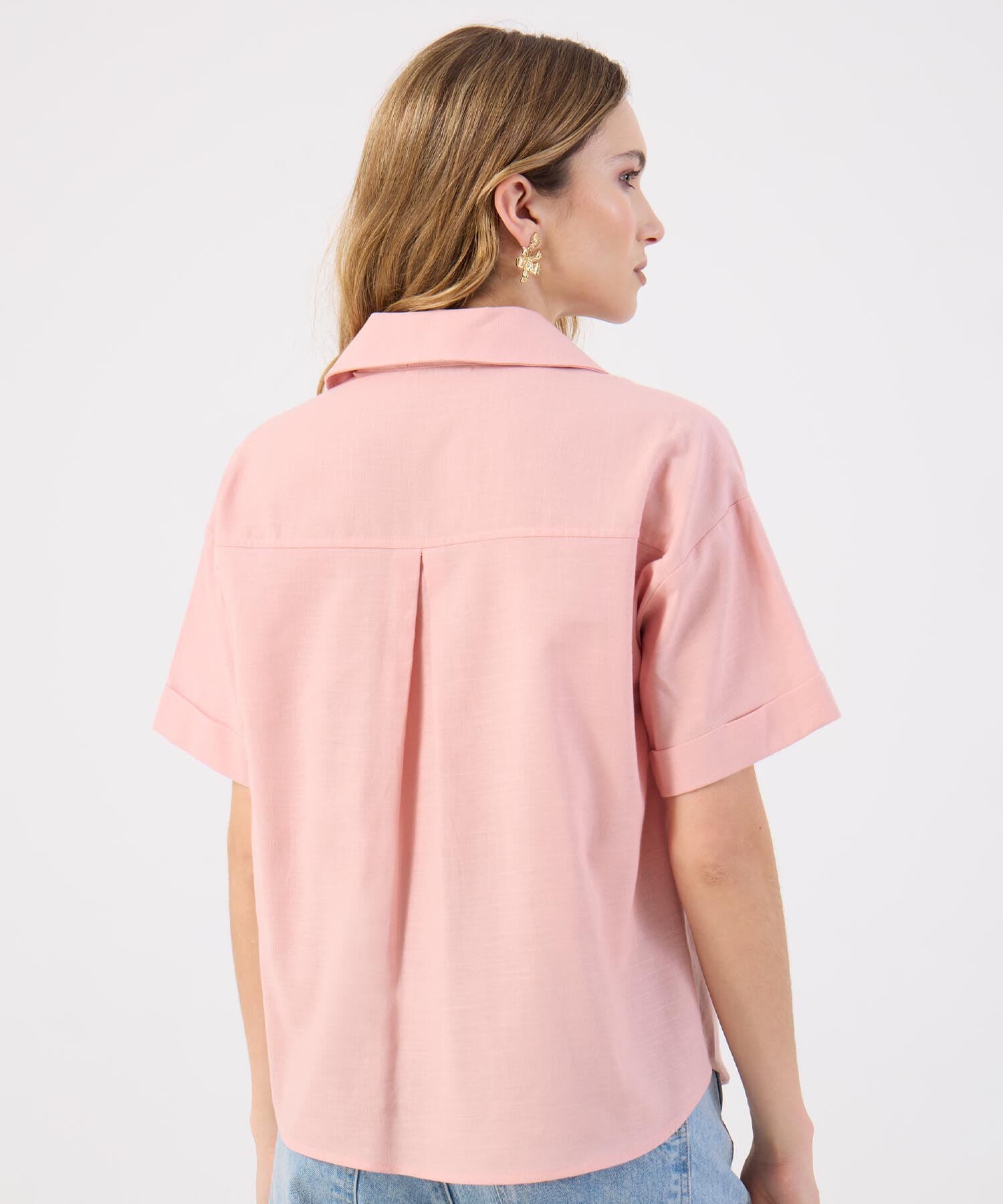 Camisa Valle Fluido rosa empolvado para mujer, vista 4