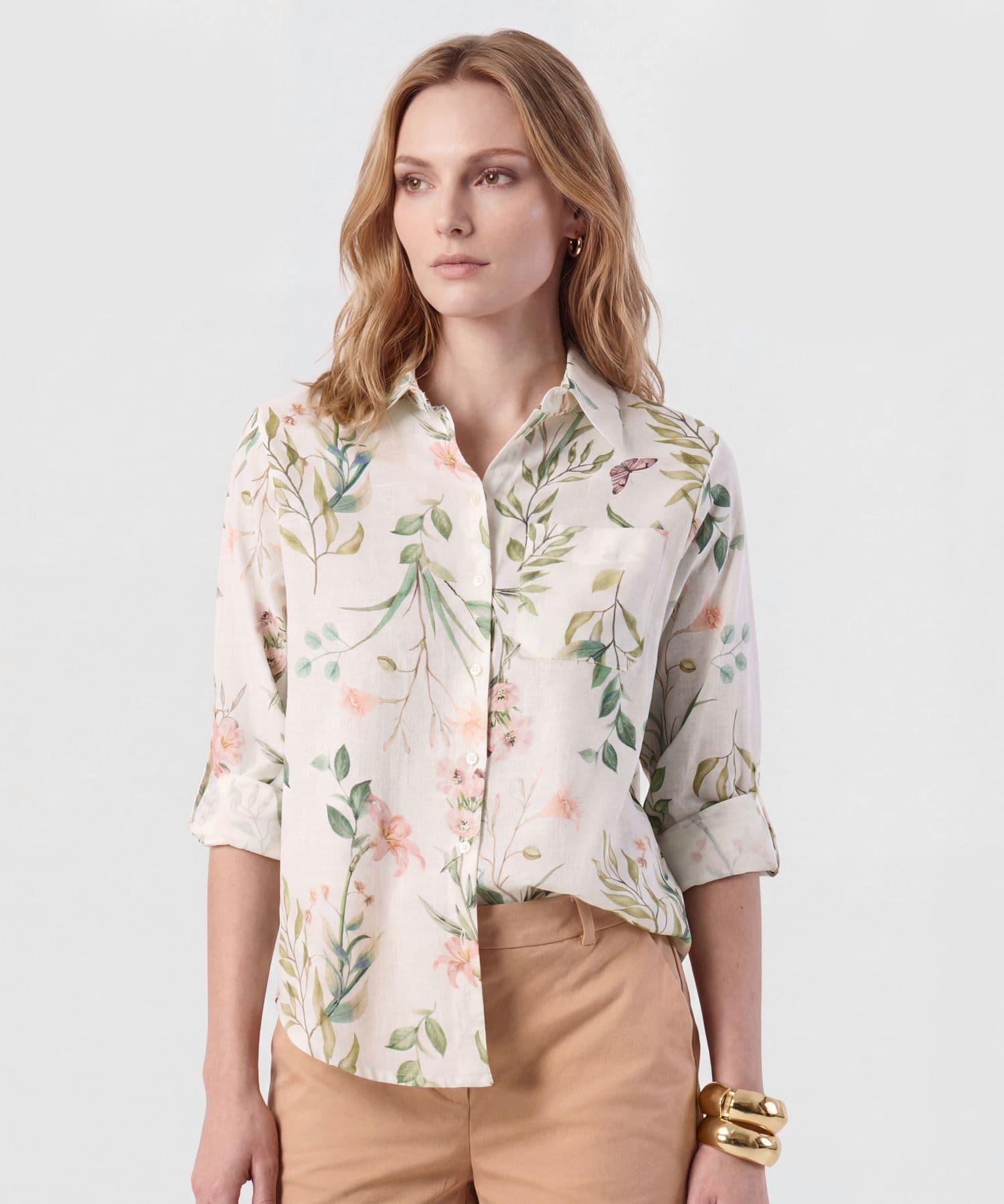 Camisa Marea Minimalista rosa empolvado para mujer, vista principal