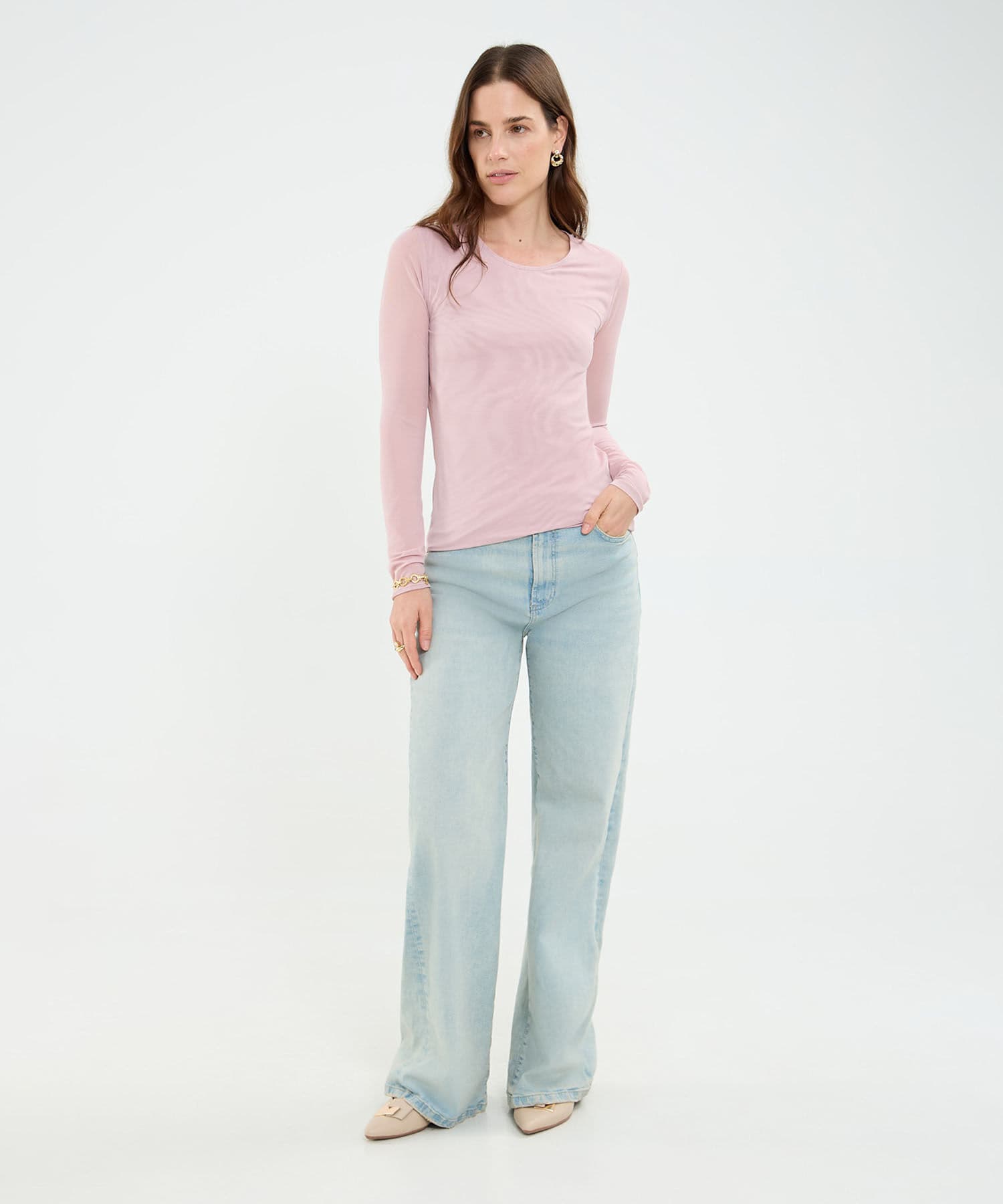 Camiseta Emilia Sastre rosa empolvado para mujer, vista 2
