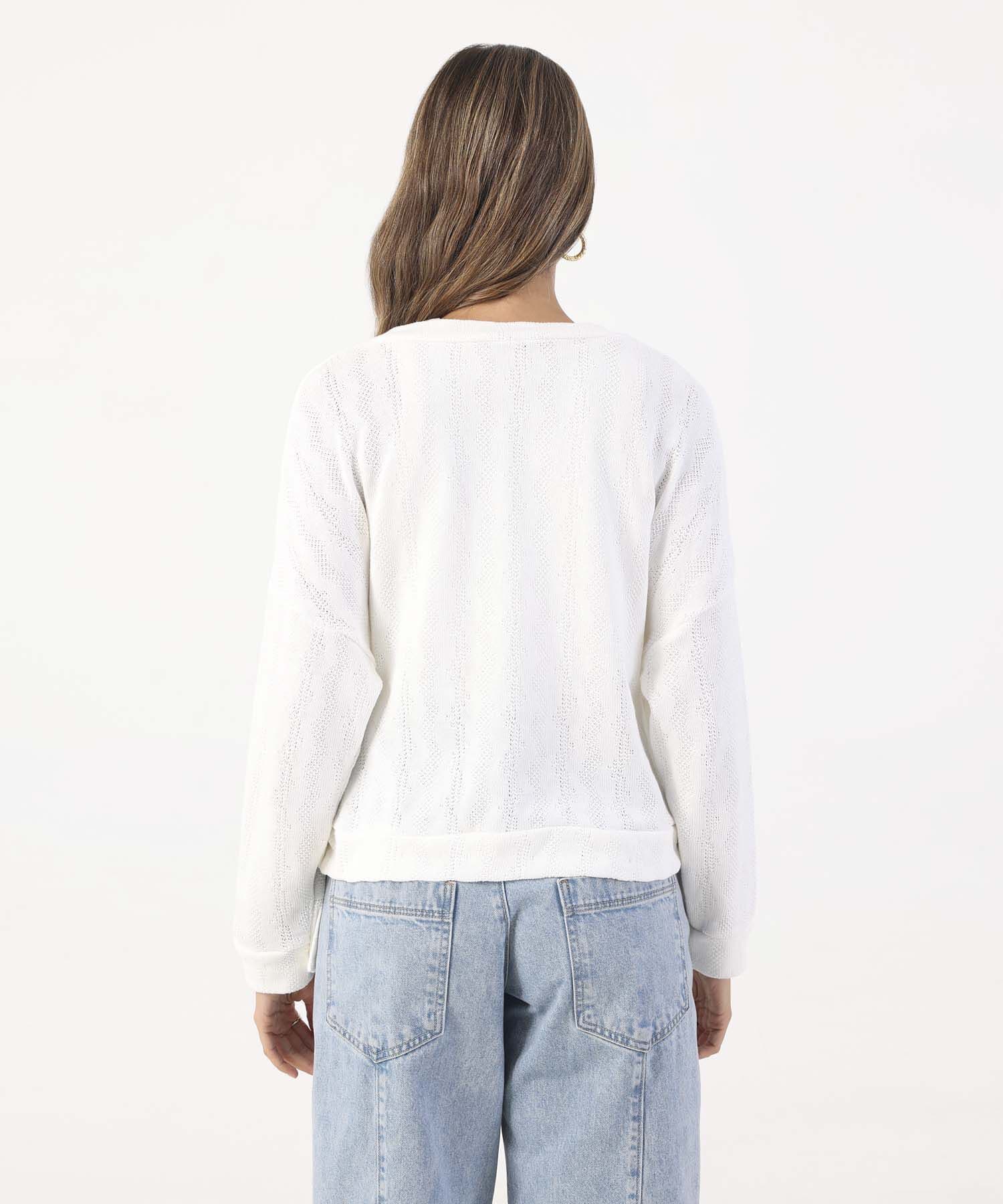 Buzo Horizonte Clásico blanco para mujer, vista 4