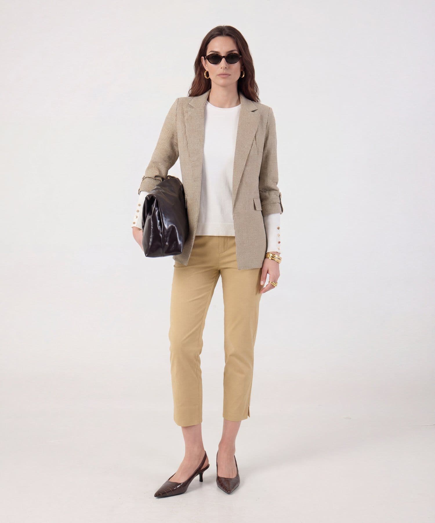 Pantalón Emilia Contemporáneo café para mujer, vista 2