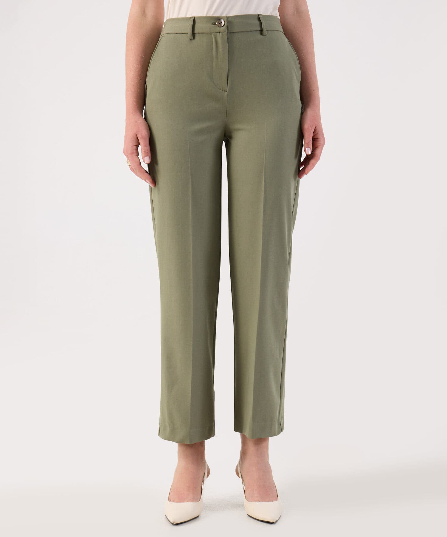 Pantalón Cedro Edición Lino verde oliva para mujer, vista principal