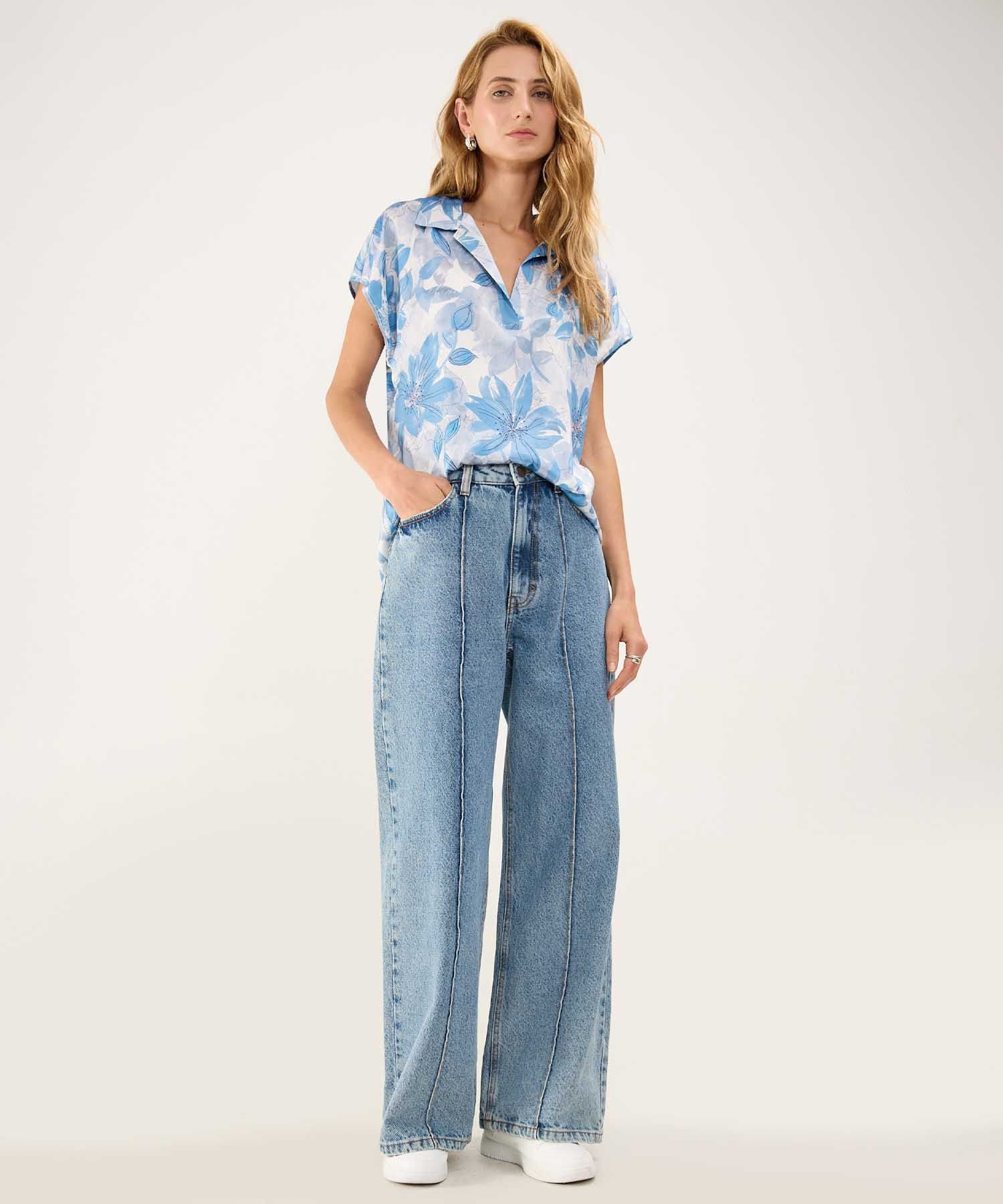 Blusa Cedro de Viaje azul marino para mujer, vista 2