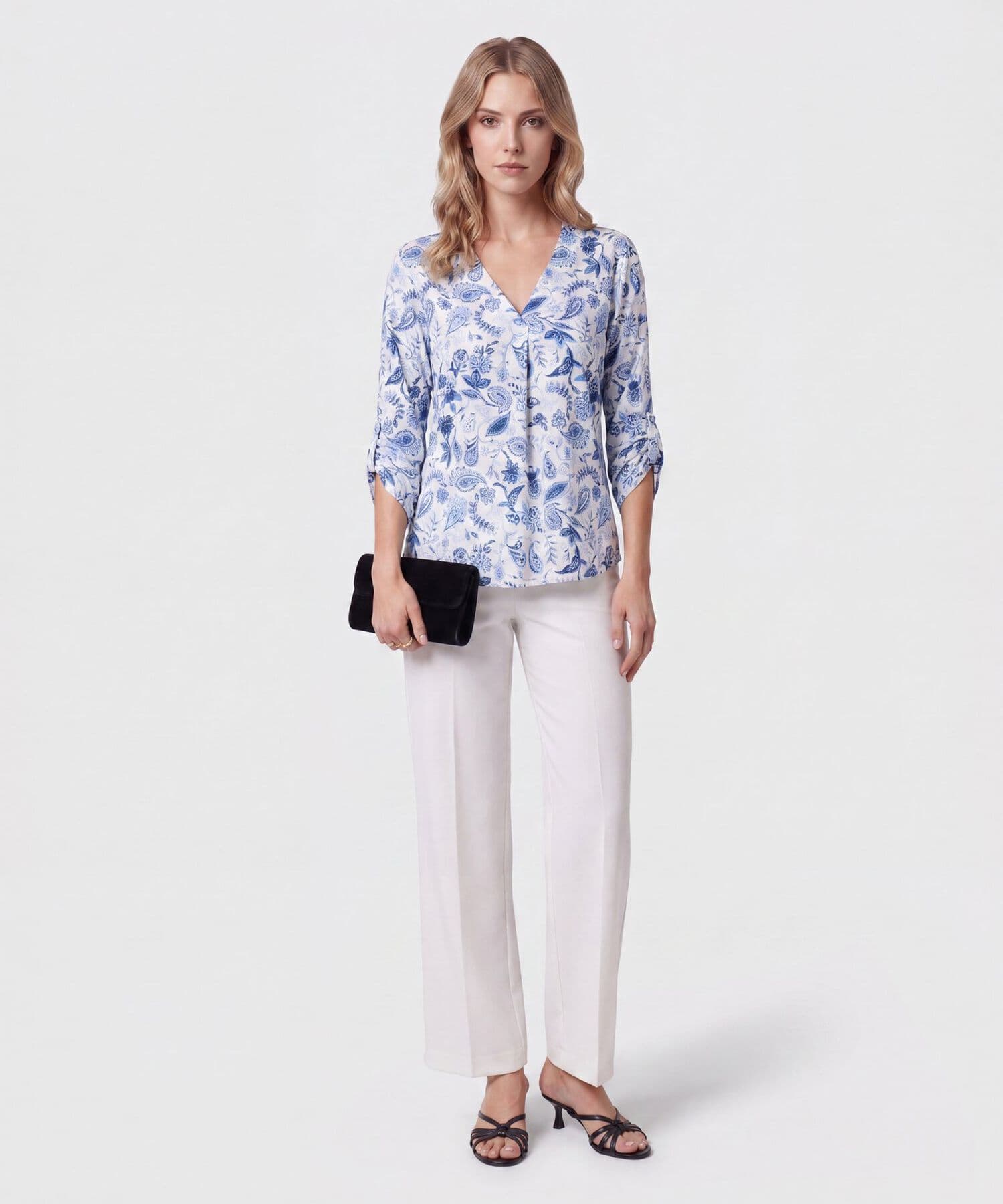 Blusa Emilia Texturizado azul marino para mujer, vista 2