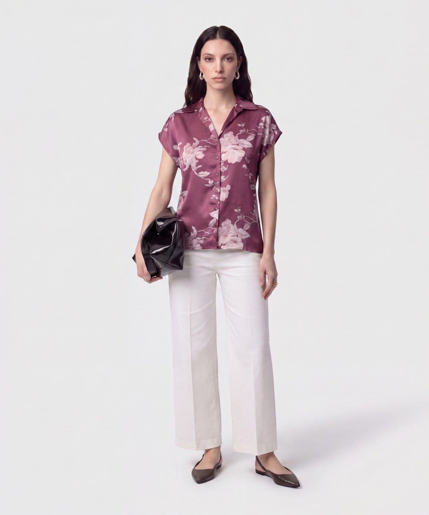 Camisa Jacaranda Fluido café para mujer, vista 2