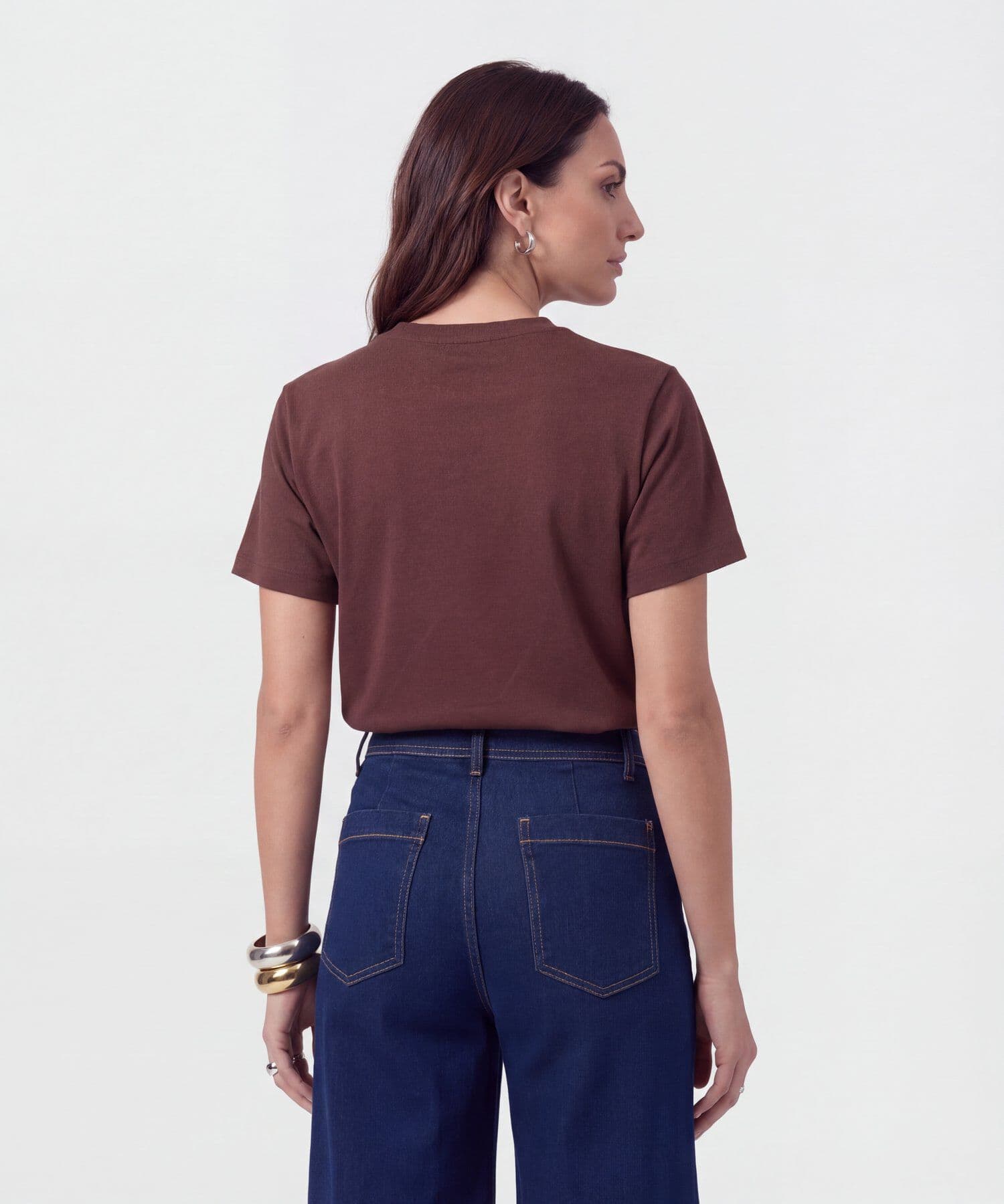 Camiseta Selva Edición Lino café para mujer, vista 4