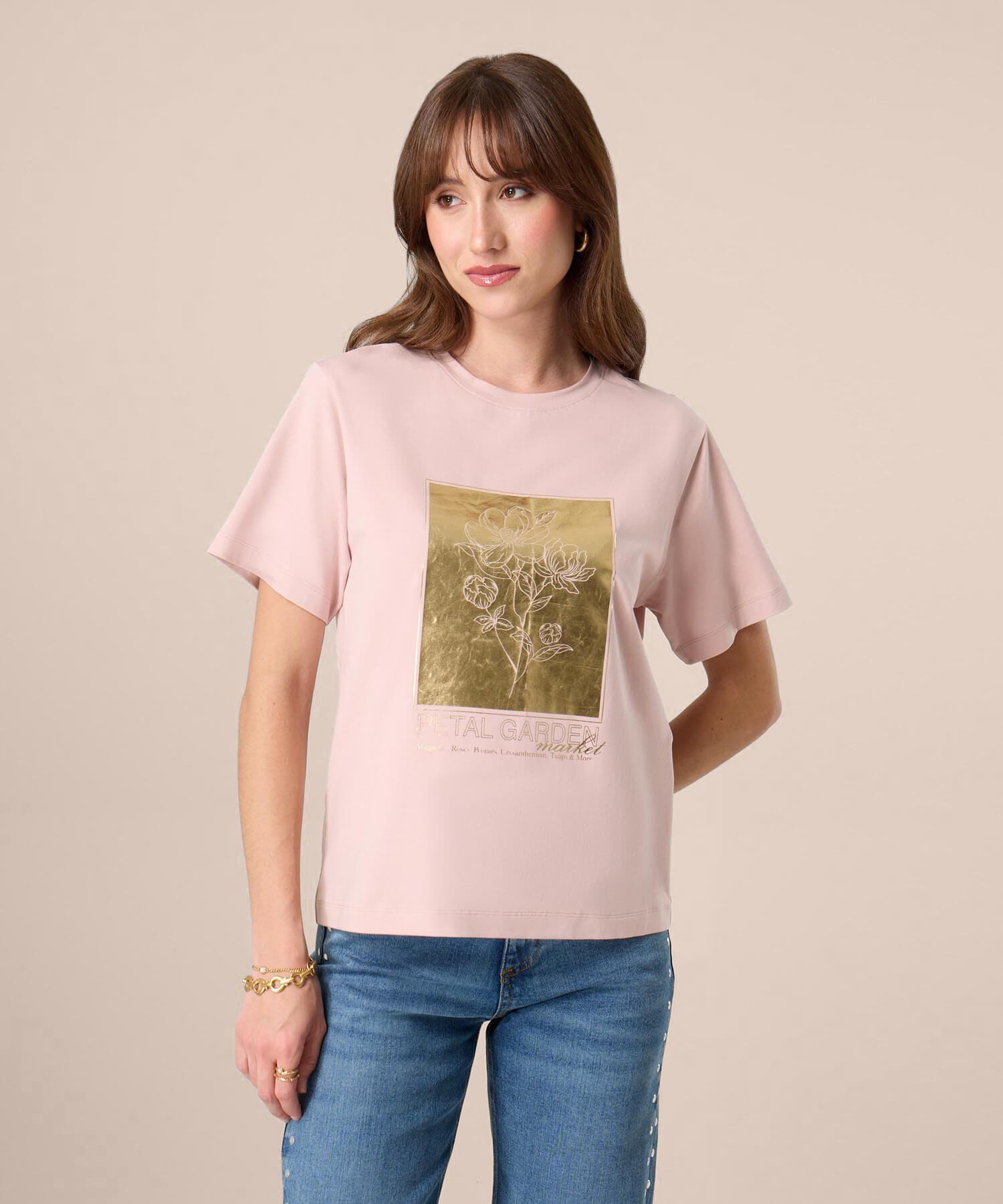Camiseta Cedro Esencial rosa empolvado para mujer, vista principal