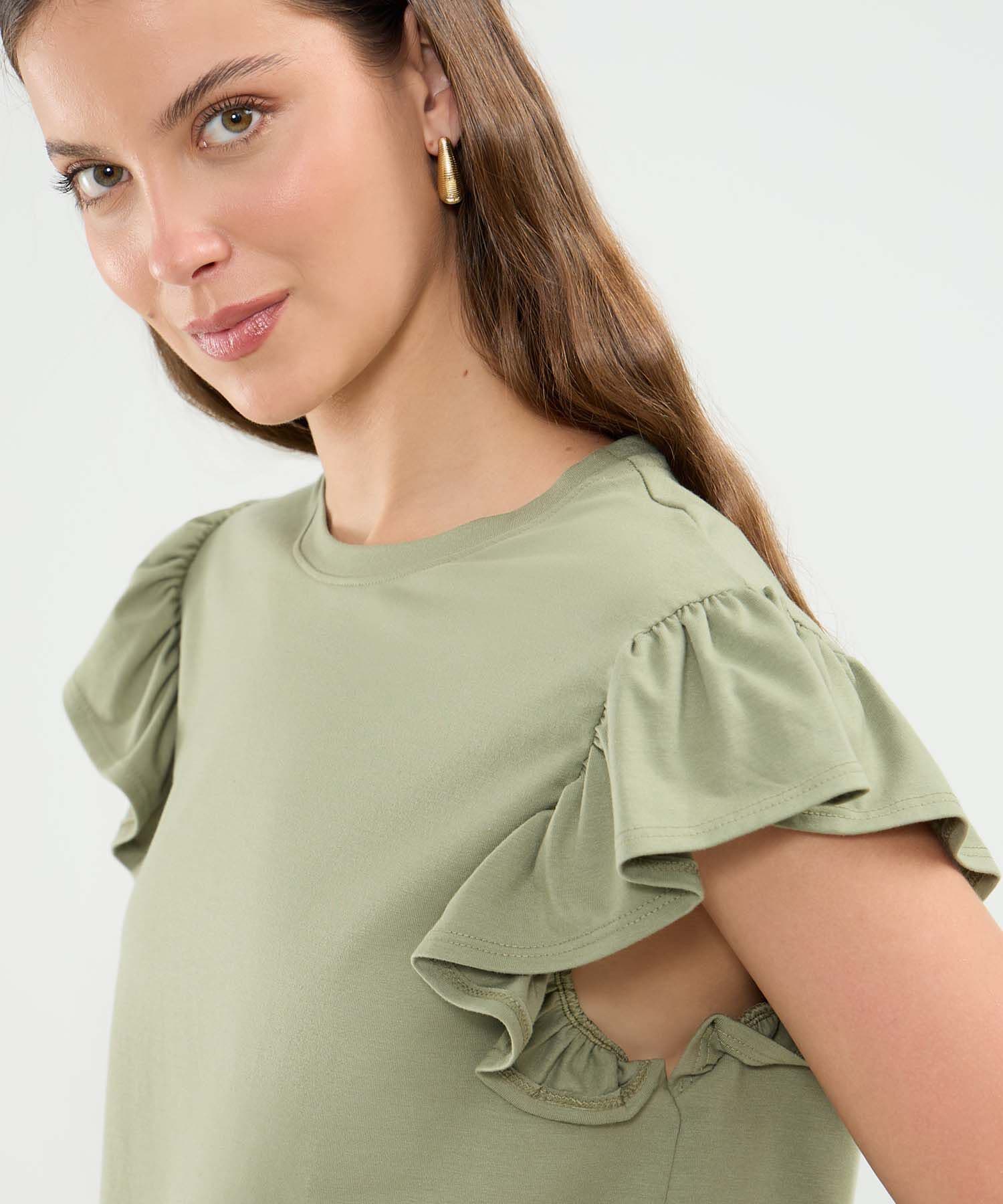 Camiseta Julieta Contemporáneo verde oliva para mujer, vista 3
