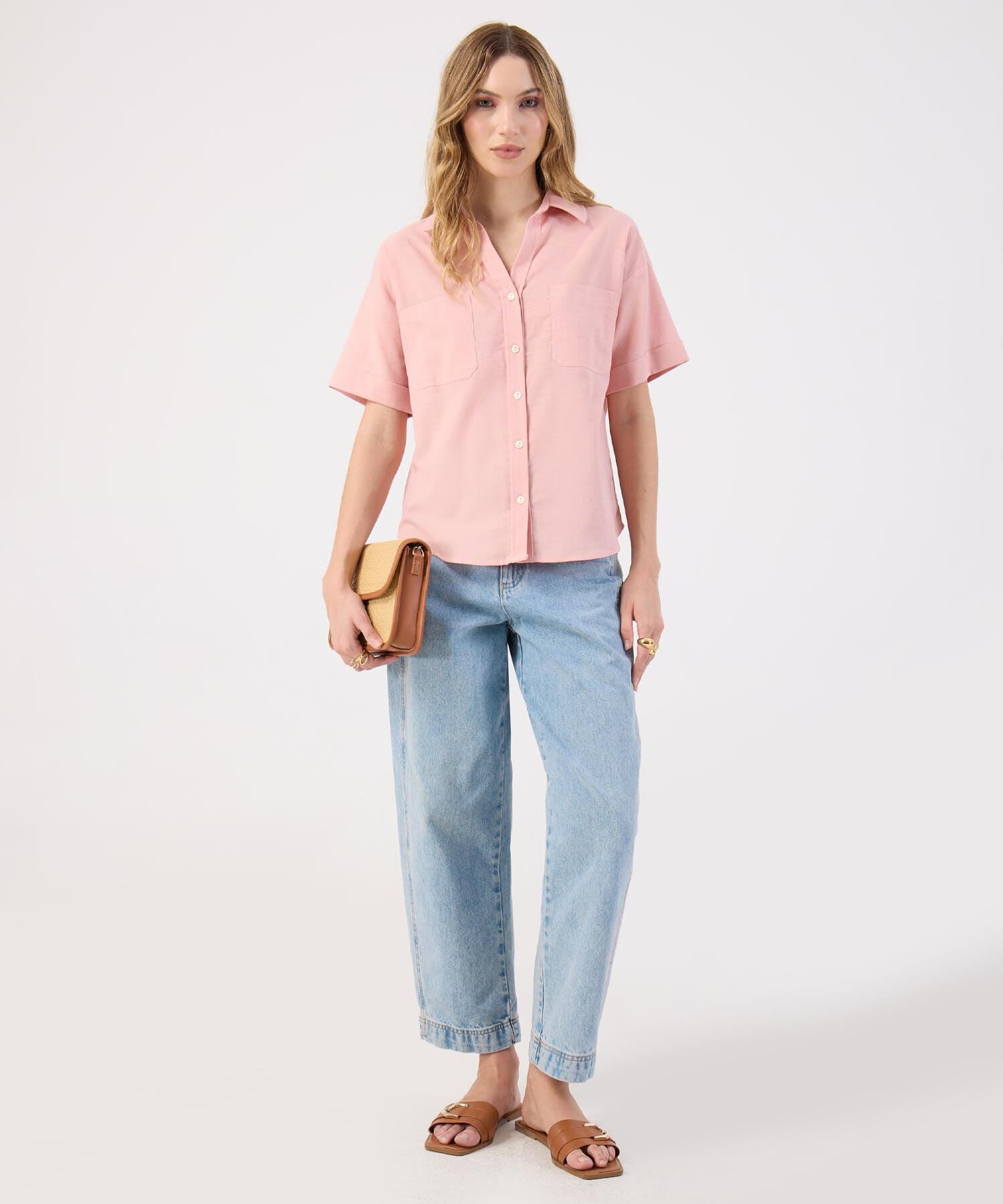 Camisa Valle Fluido rosa empolvado para mujer, vista 2