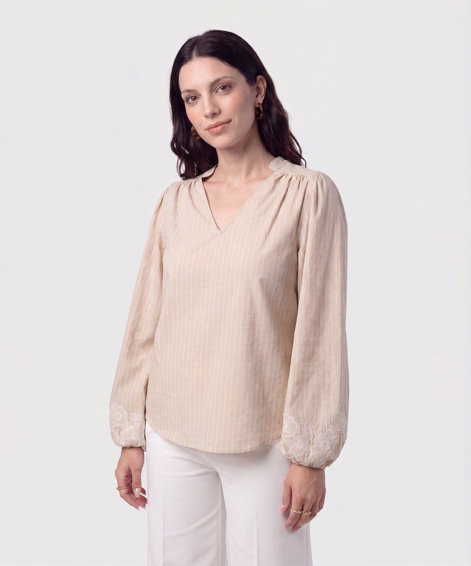 Blusa Tierra Sastre arena para mujer, vista principal