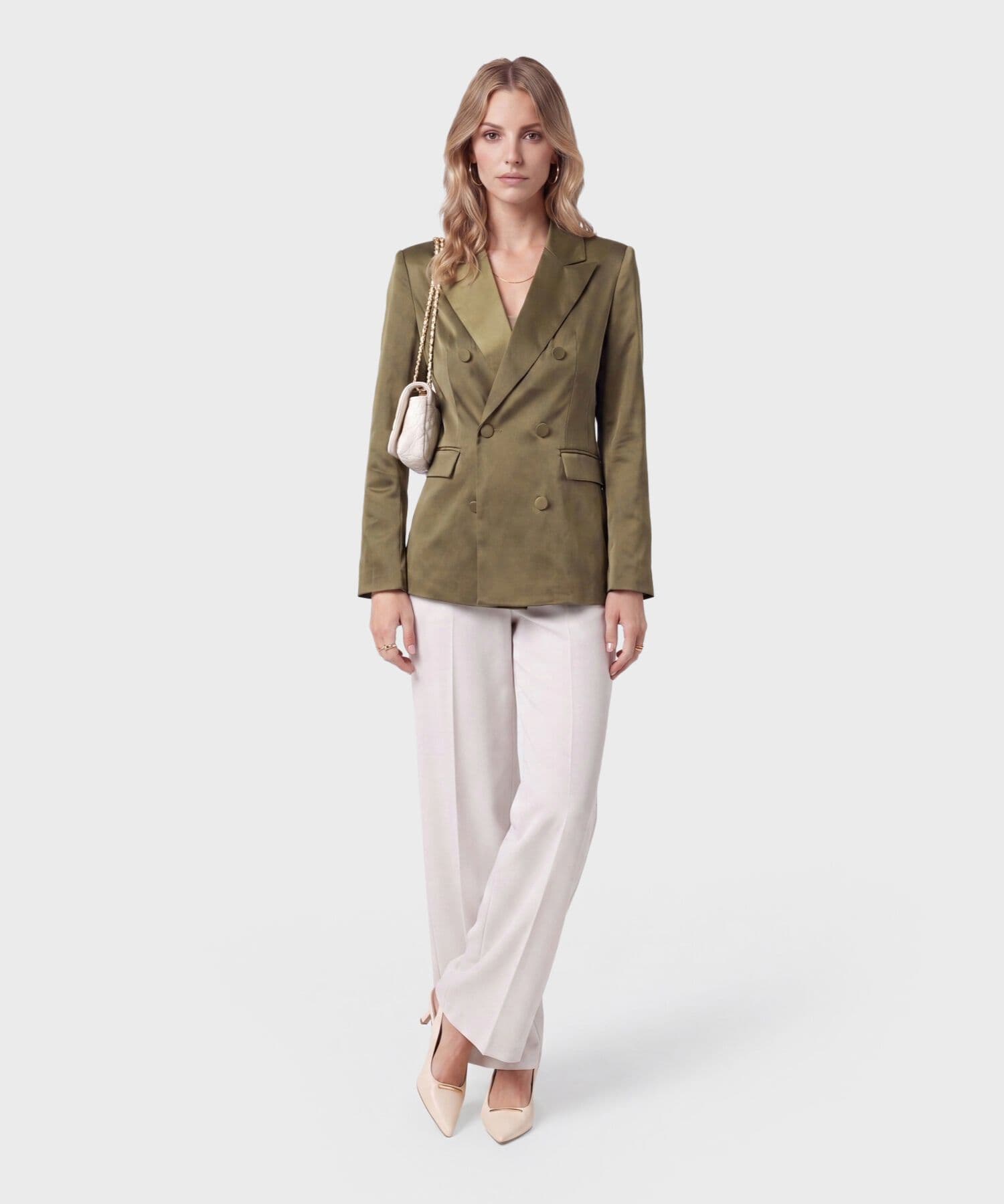 Chaqueta Marea Relajado verde oliva para mujer, vista 2