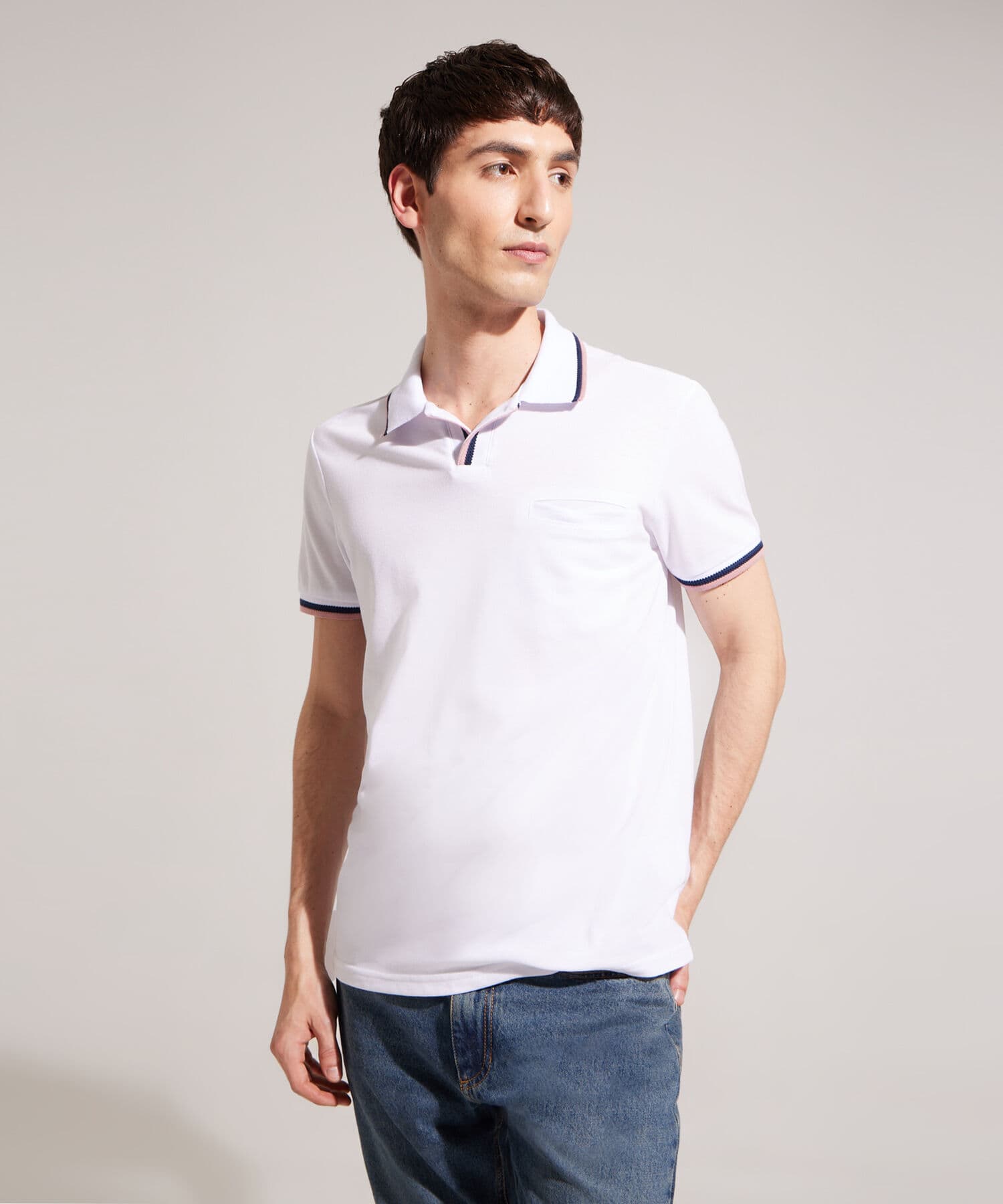 Polo Litoral Texturizado blanco para hombre, vista principal