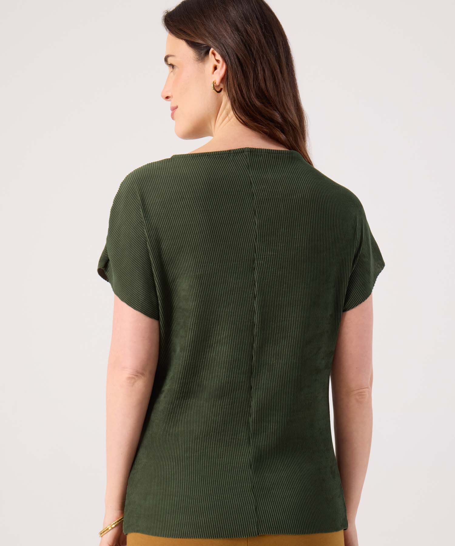 Camiseta Marfil Fluido verde oliva para mujer, vista 4