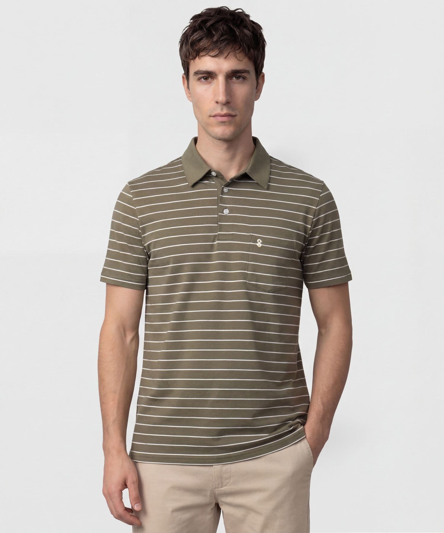 Polo Oliva Clásico verde oliva para hombre, vista principal