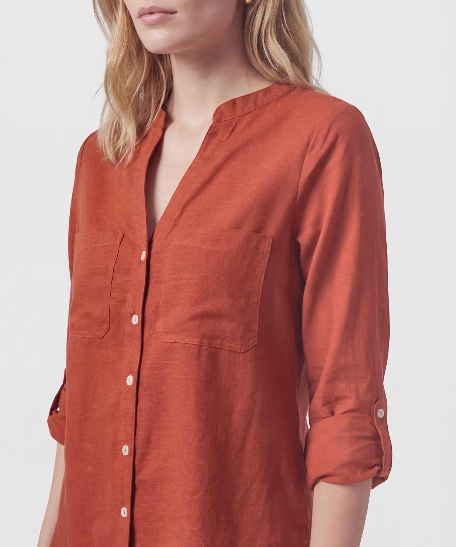 Blusa Laguna Edición Lino naranja para mujer, vista 3