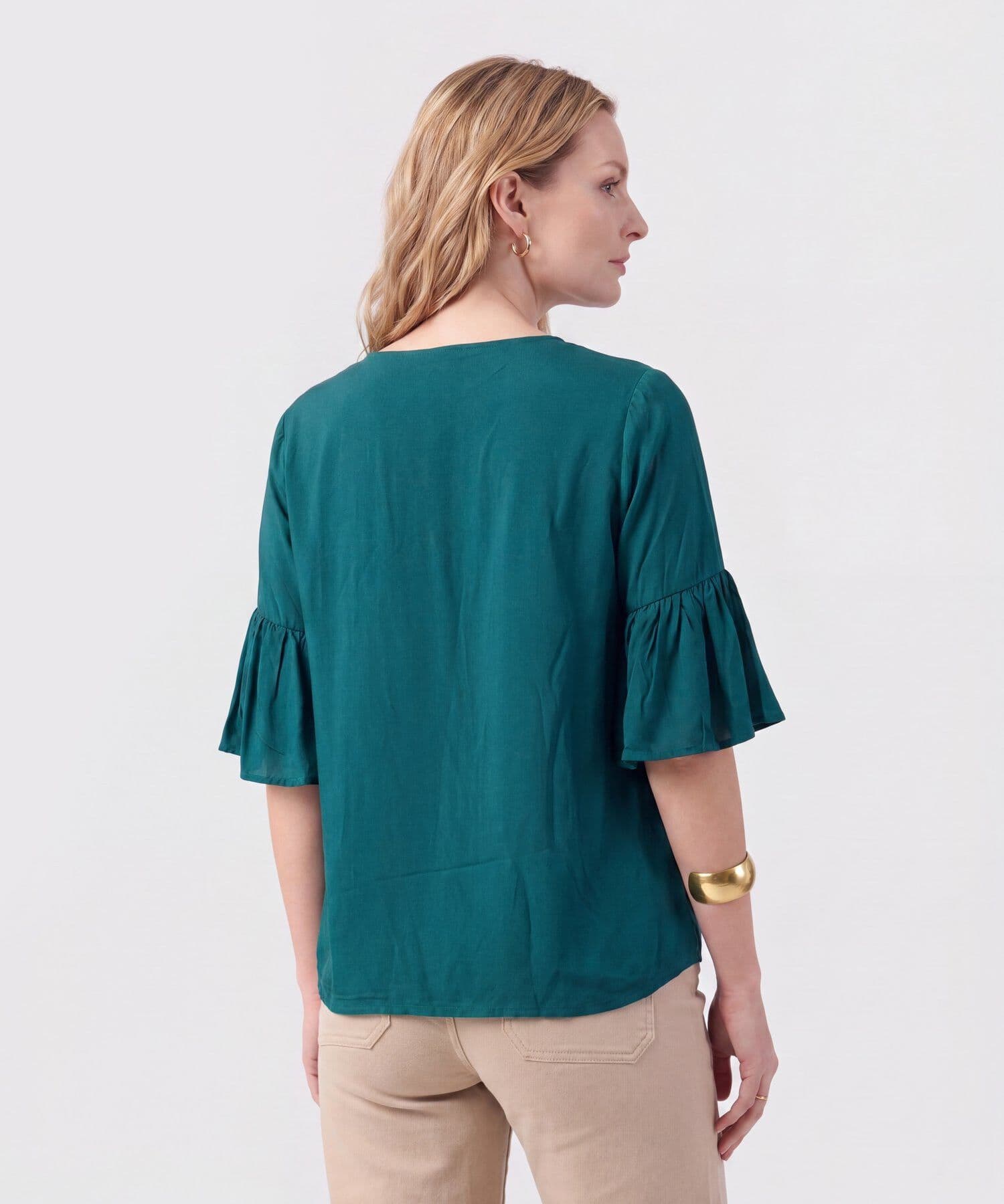 Blusa Violeta Fluido verde oliva para mujer, vista 4