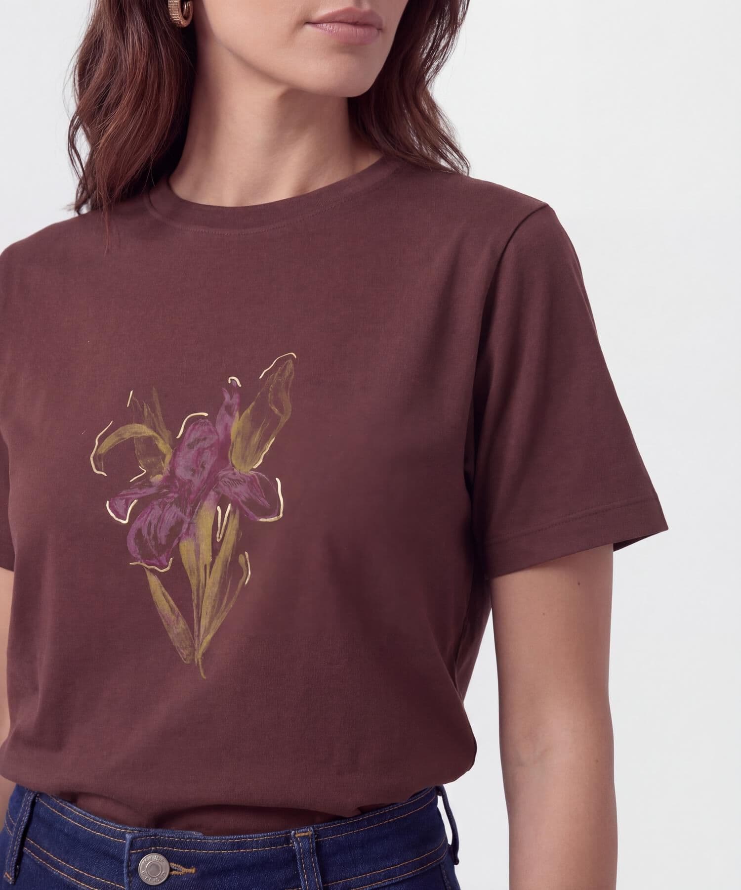 Camiseta Selva Edición Lino café para mujer, vista 3