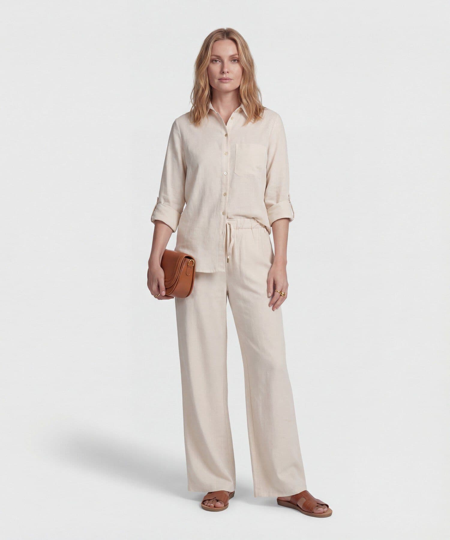 Pantalón Orquídea Contemporáneo arena para mujer, vista 2