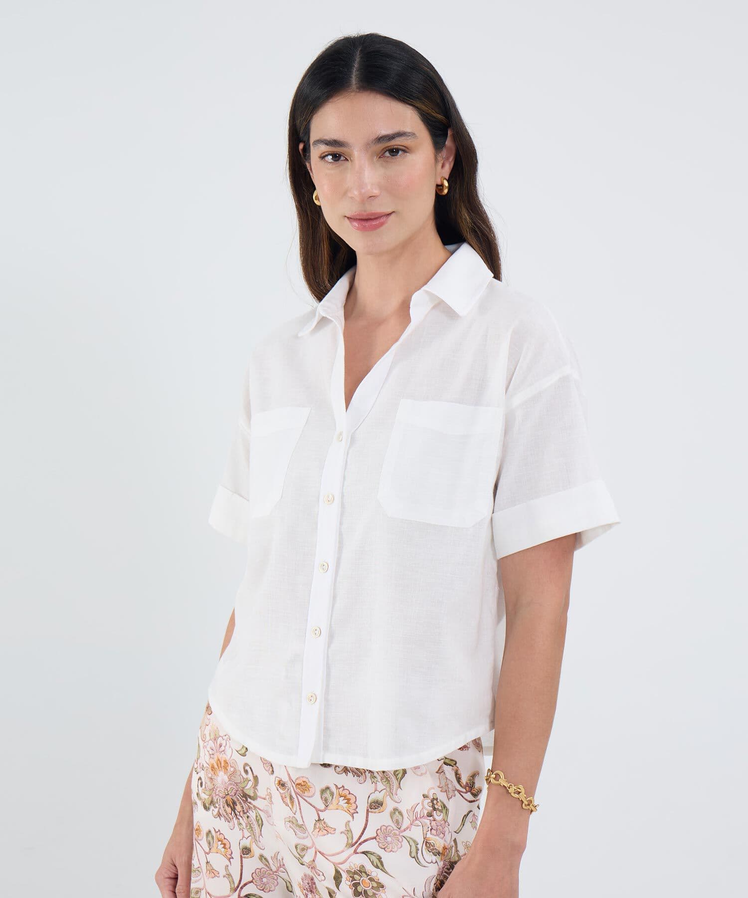 Camisa Celeste Relajado blanco para mujer, vista principal