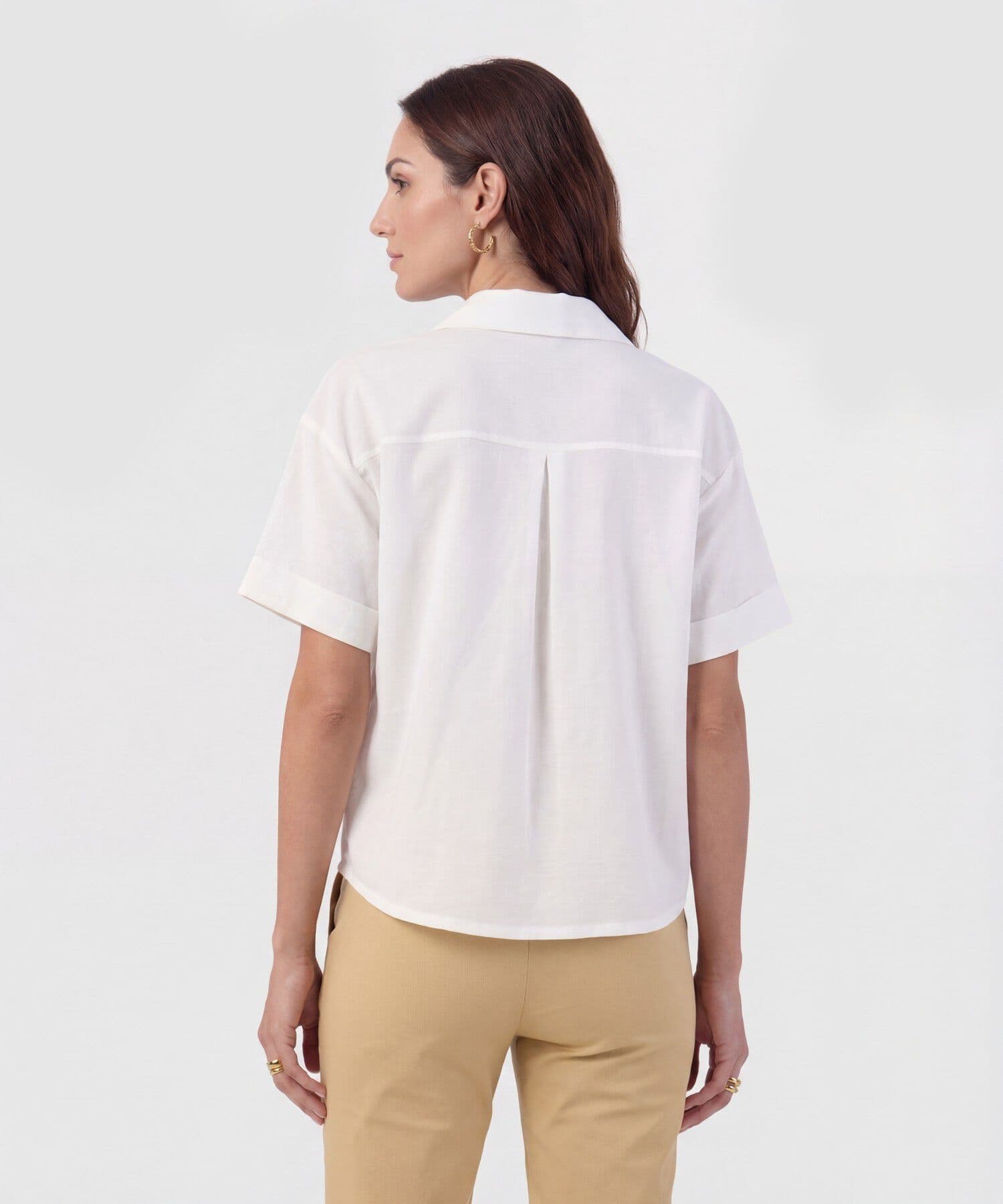 Camisa Marfil Edición Lino blanco para mujer, vista 4