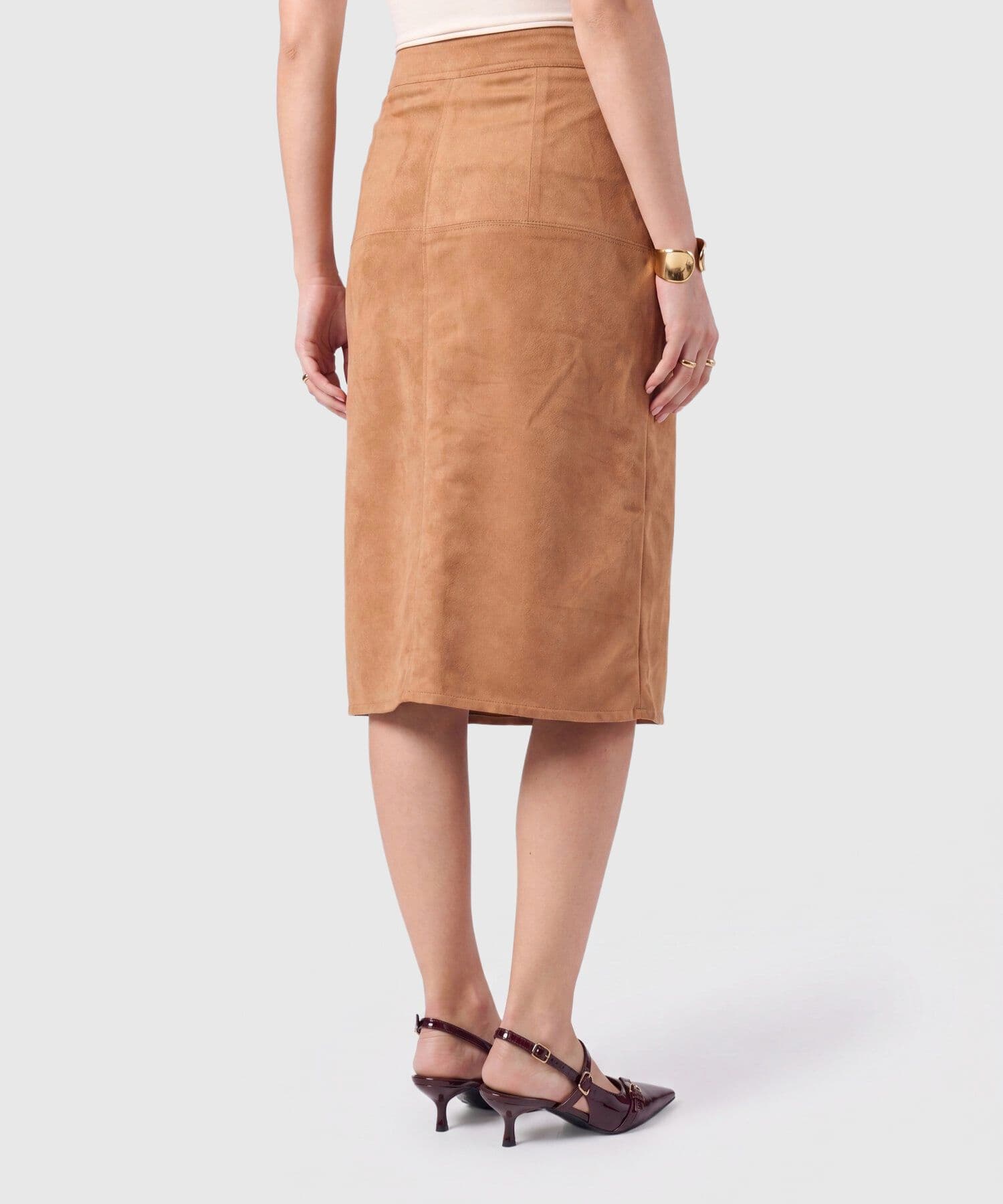 Falda Jacaranda Edición Lino café para mujer, vista 4