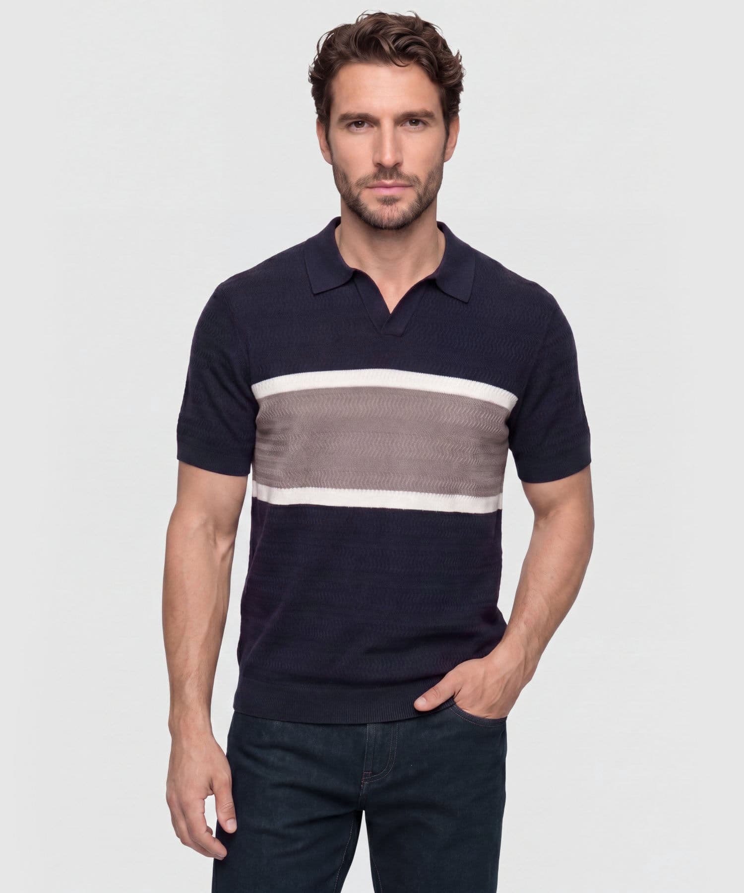Polo Cauce Relajado azul marino para hombre, vista principal