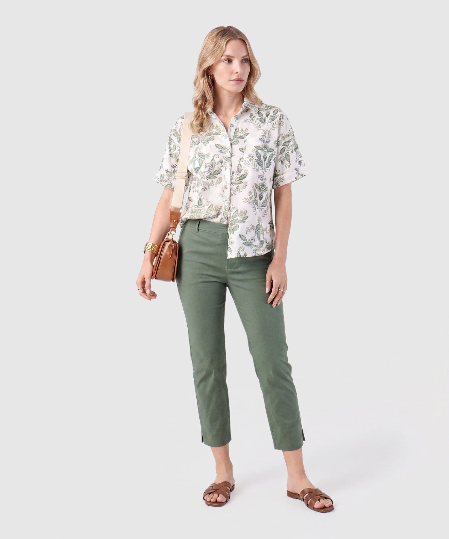 Pantalón Lumbre Fluido verde oliva para mujer, vista 2