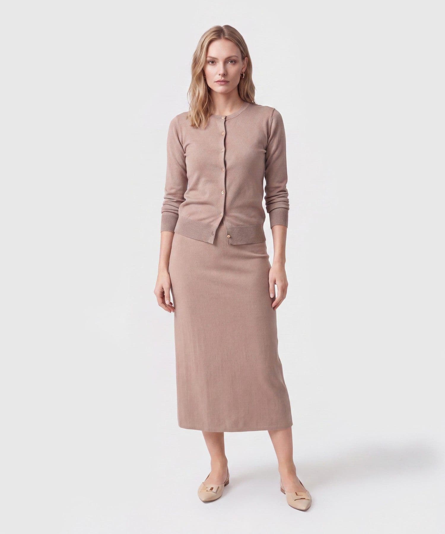 Buzo Coral Contemporáneo café para mujer, vista 2