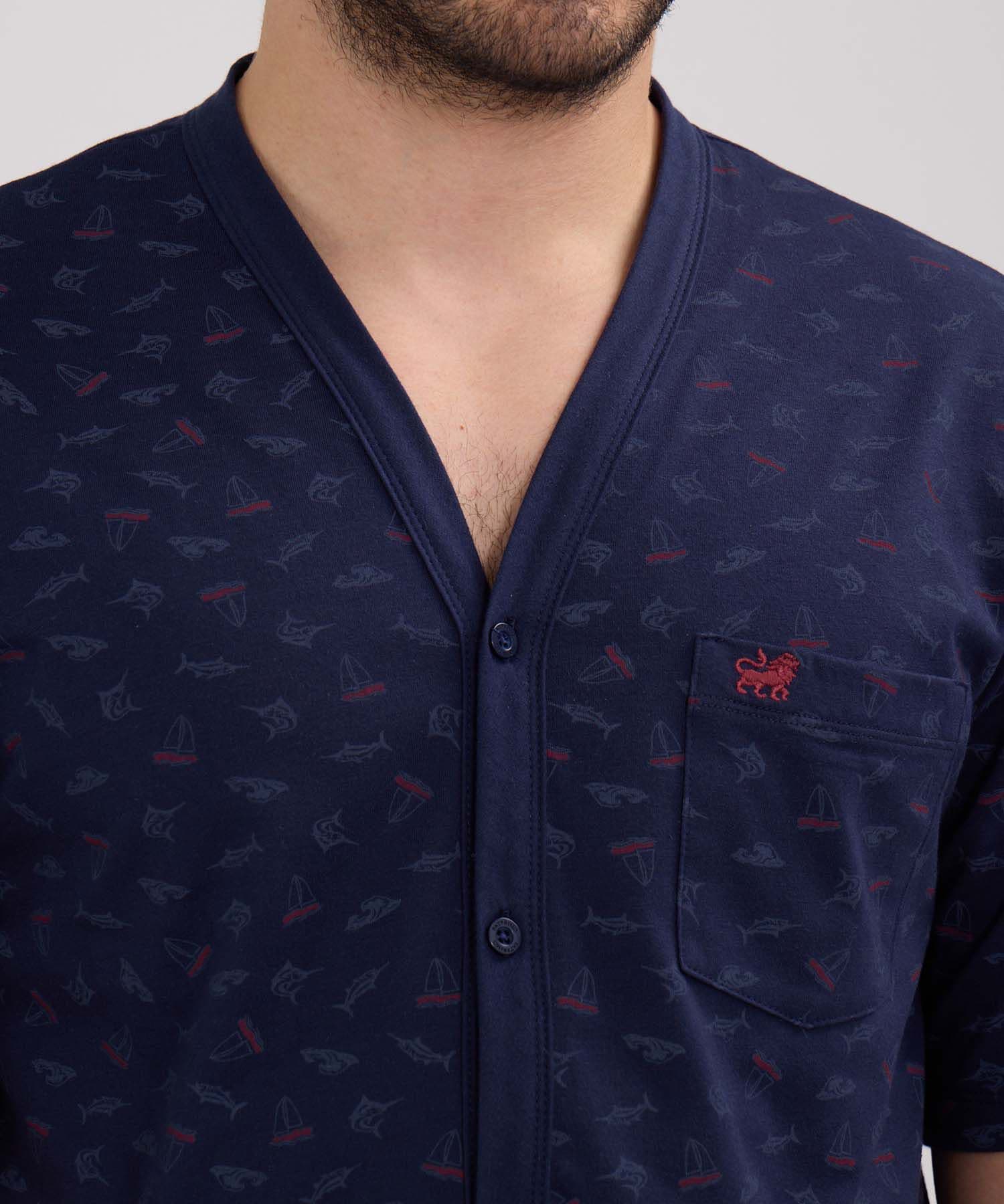 Pijama Coral de Viaje azul marino para hombre, vista 3