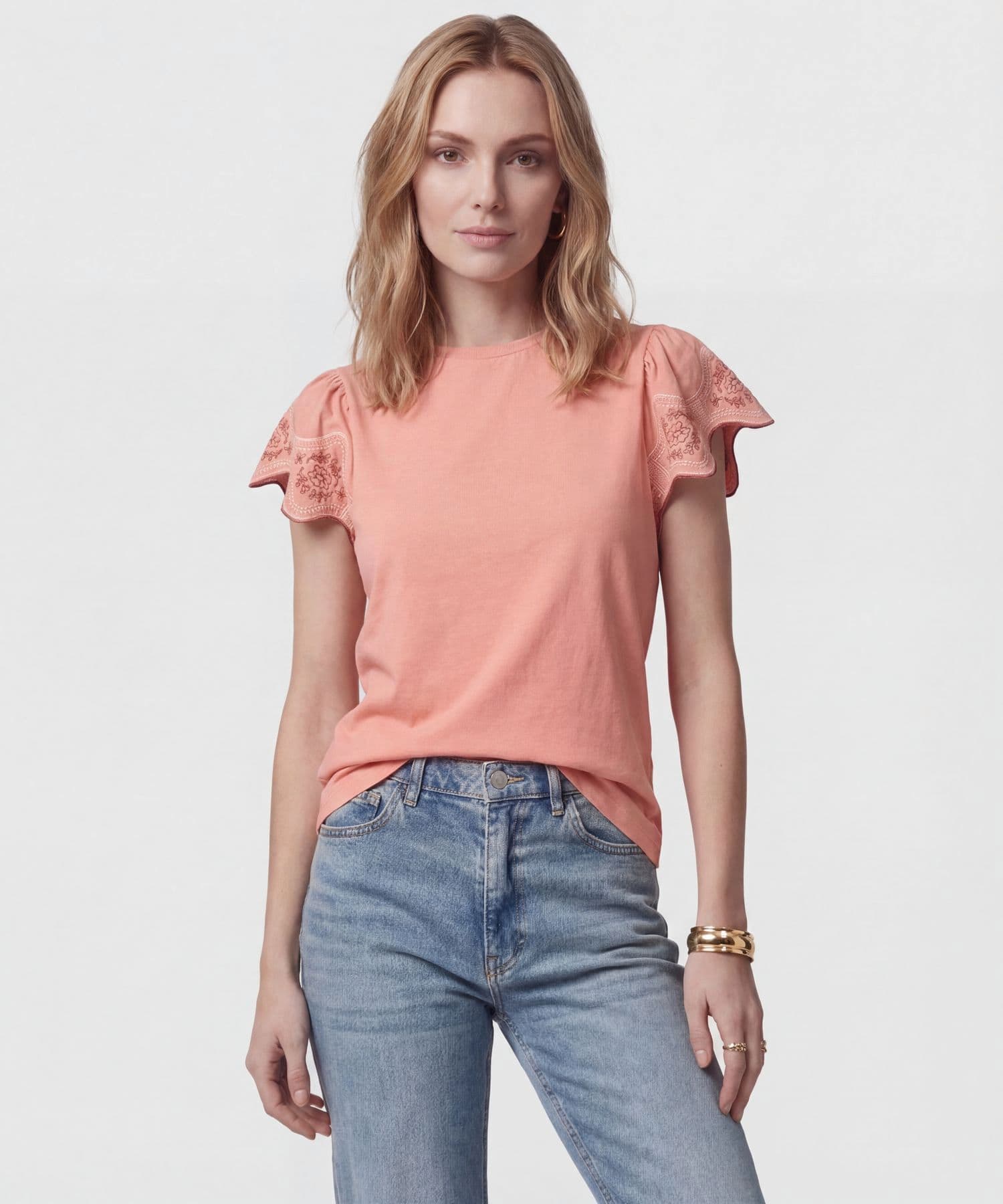 Camiseta Flora Urbano rosa empolvado para mujer, vista principal