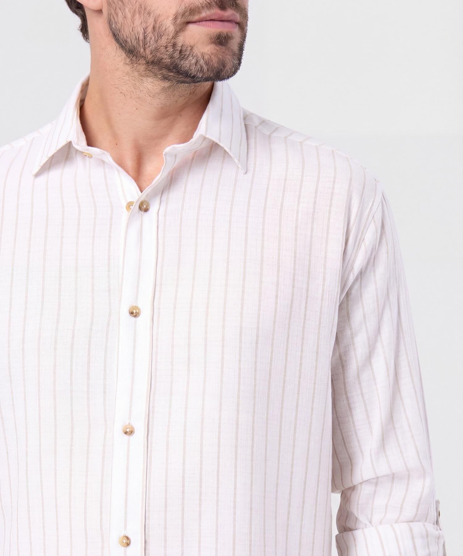 Camisa Emilia Contemporáneo blanco para hombre, vista 3