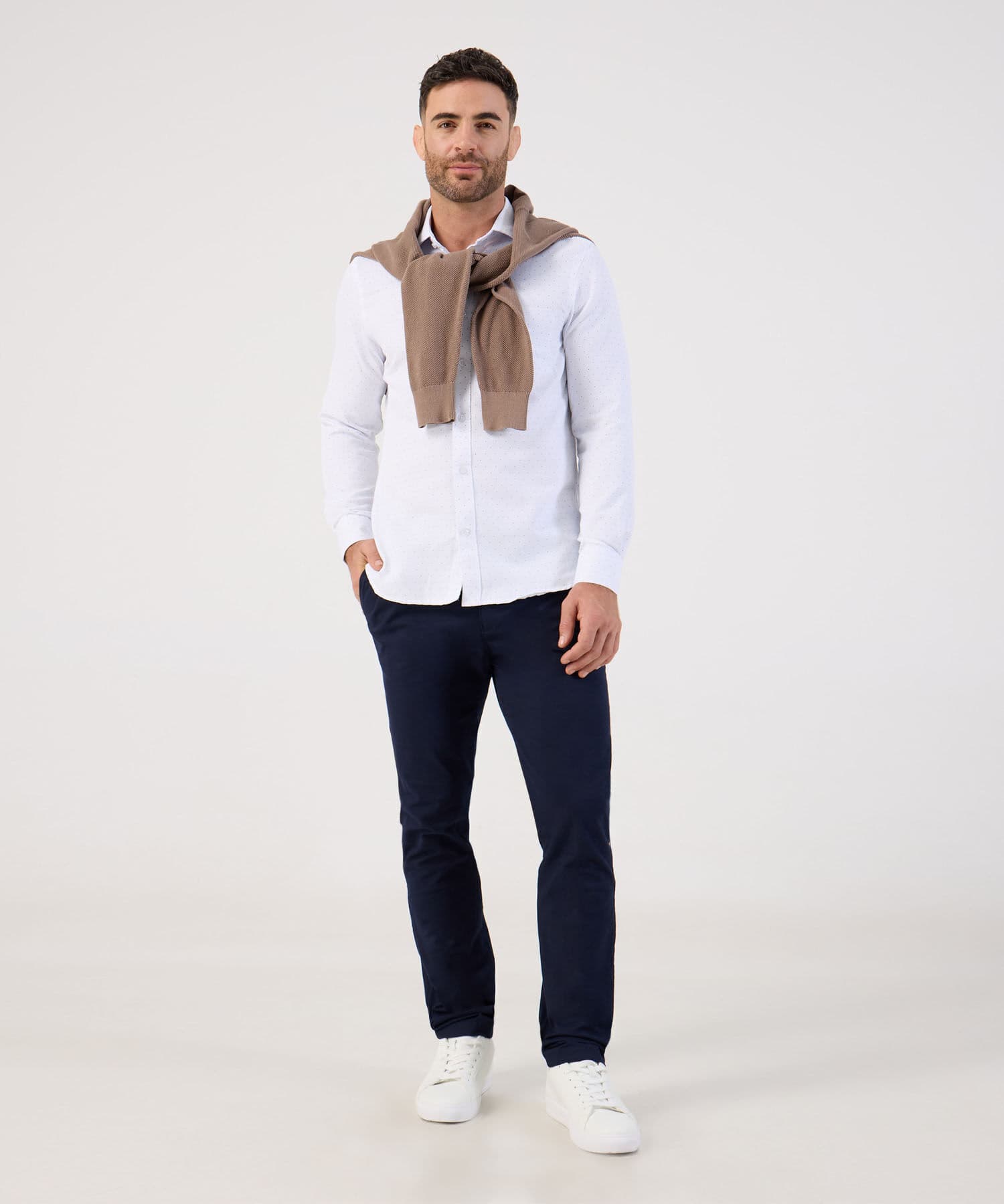 Camisa Andina Texturizado blanco para hombre, vista 2