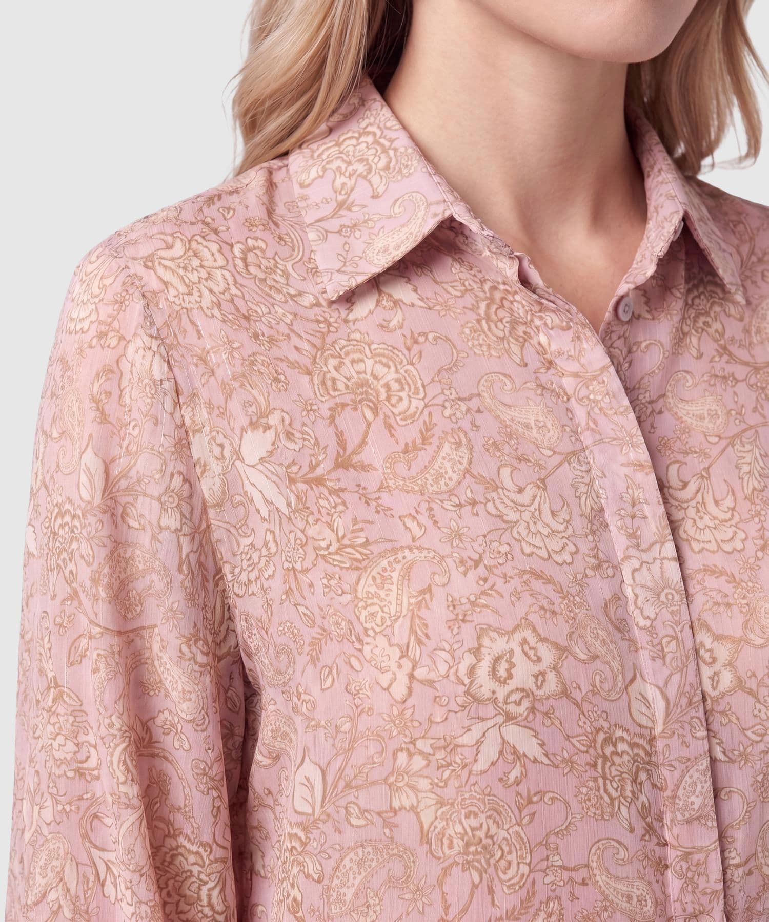 Camisa Flora Minimalista rosa empolvado para mujer, vista 3