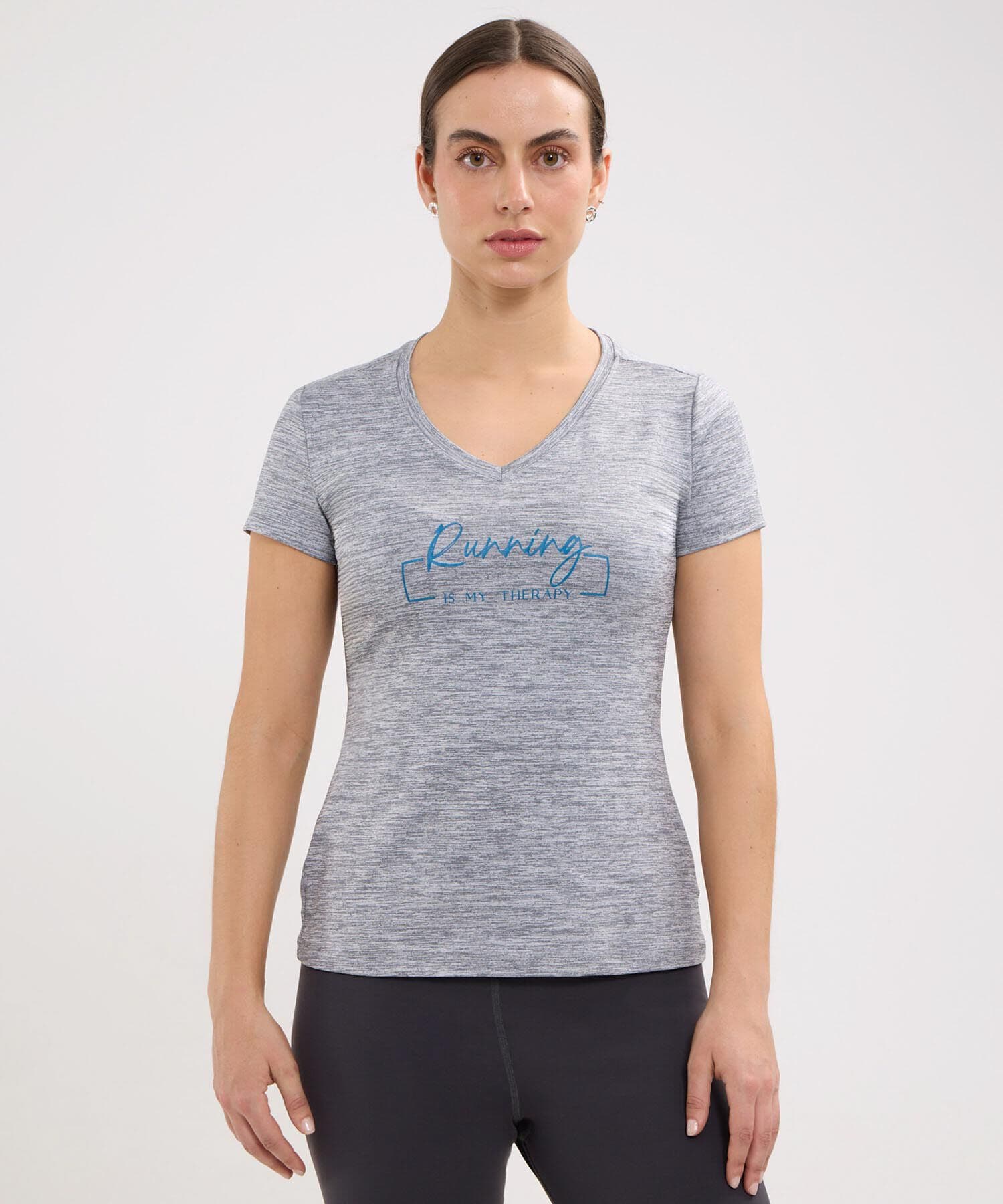 Camiseta Flora Texturizado gris humo para mujer, vista principal